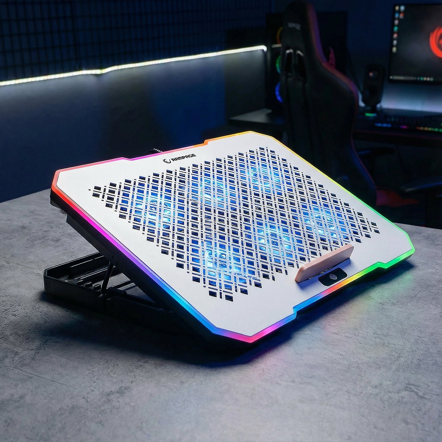 S48 Freez RGB 15.6 inç Telefon Tutuculu Notebook Soğutucu Stand-Gümüş