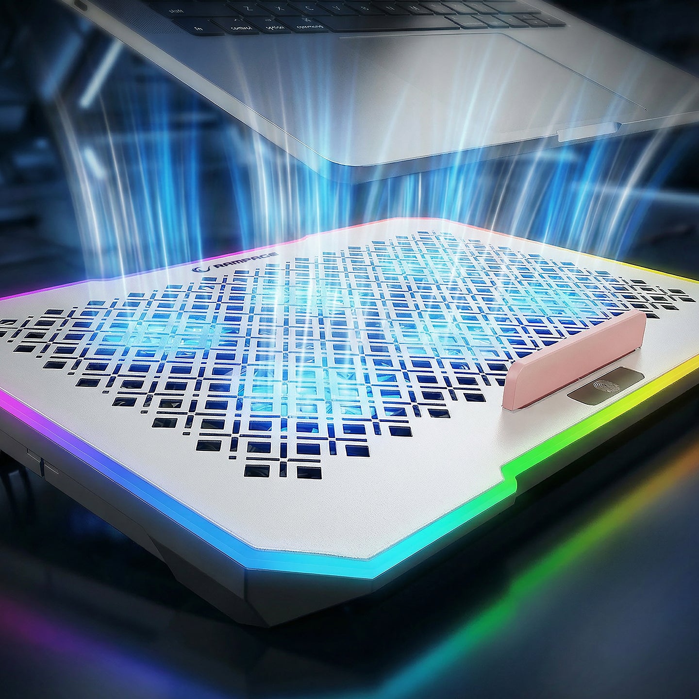 S48 Freez RGB 15.6 inç Telefon Tutuculu Notebook Soğutucu Stand-Gümüş