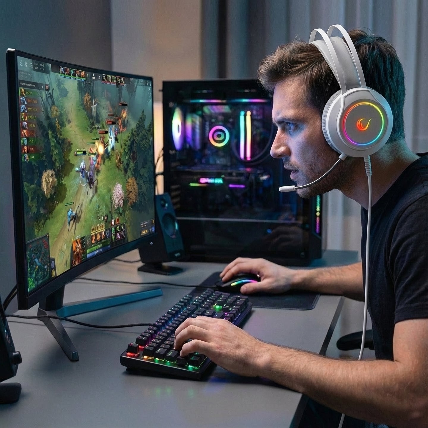 Rm-K45 Orbit-S RGB 7.1 Gaming Headset - White