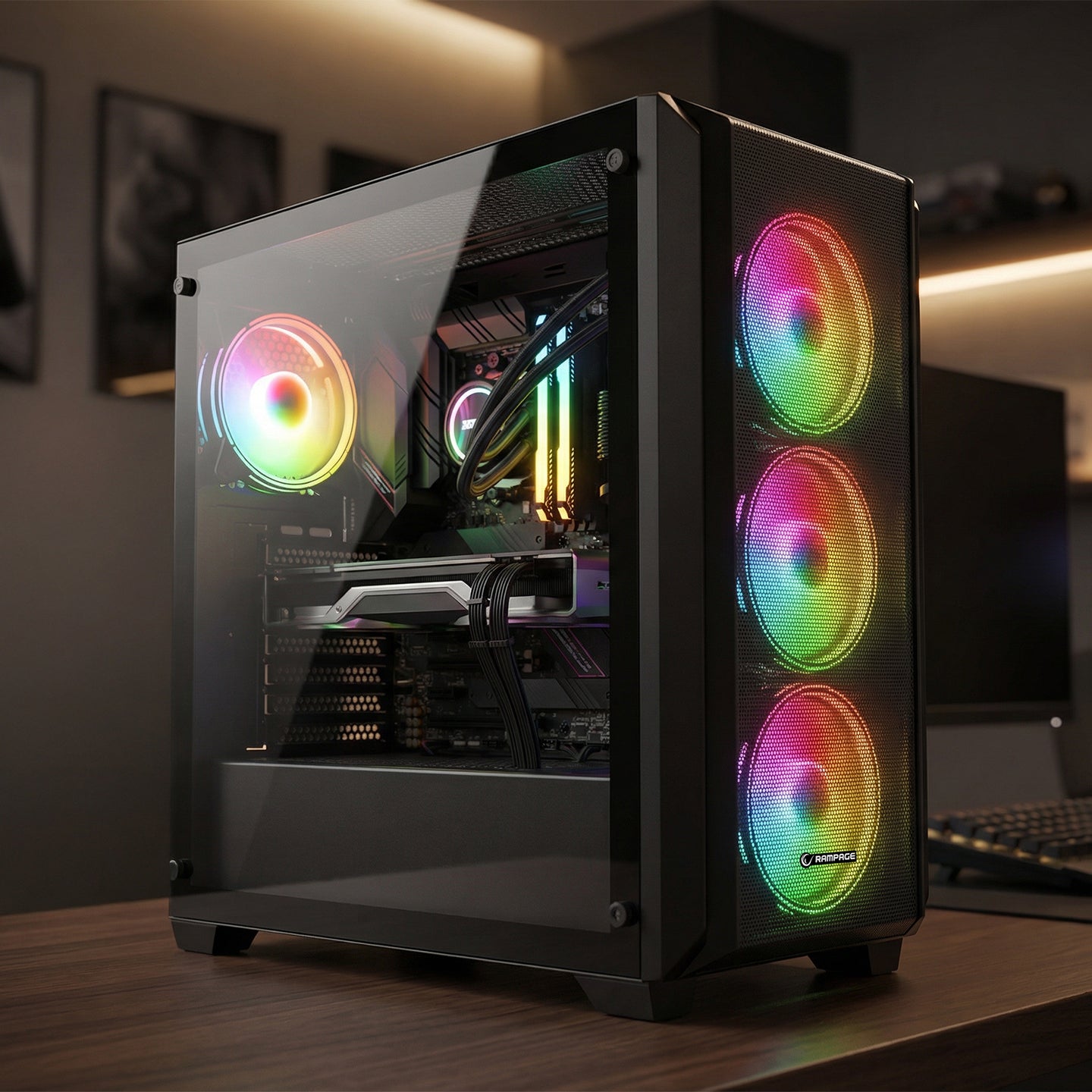 ELYSIAN MESH - 750W 80 Plus Bronze Temperli Camlı Mid-T Oyuncu Kasası-Siyah