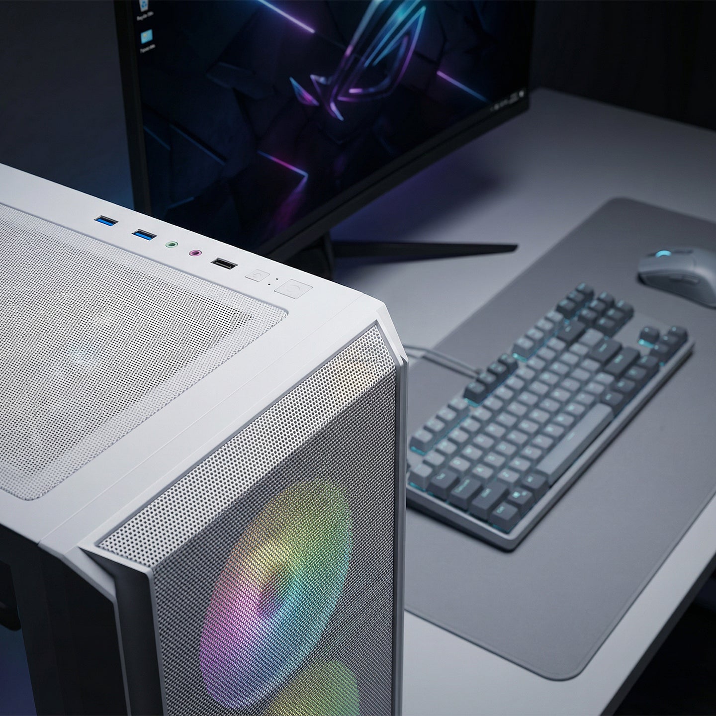 Elysian Mesh 750W 80 Plus Bronze Tempered Glass Mid-T Gaming Case-White