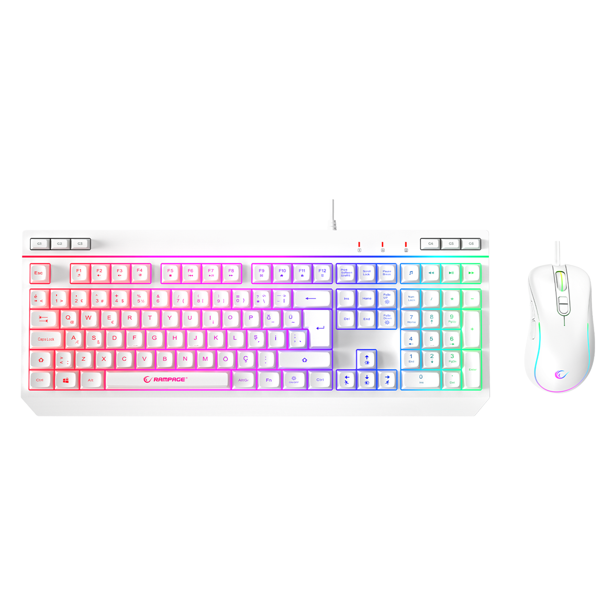 RGB Multimedia Oyuncu Klavye ve 12800 Dpi Mouse Set