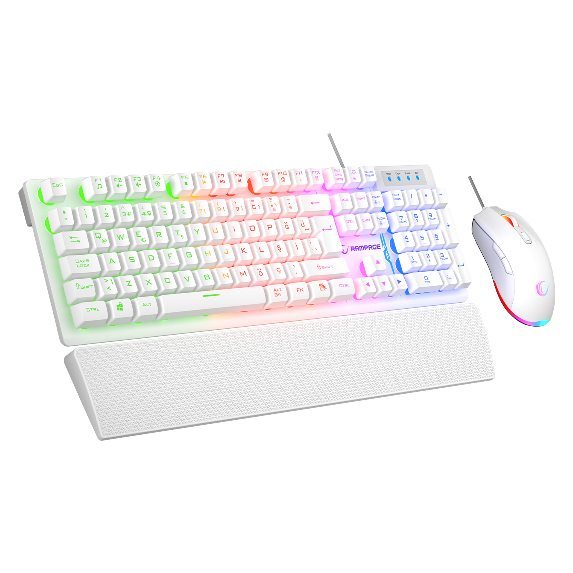 Km-Rx7 Fortuna V2 Combo Oyuncu Klavye + 12800 dpi Mouse-Beyaz
