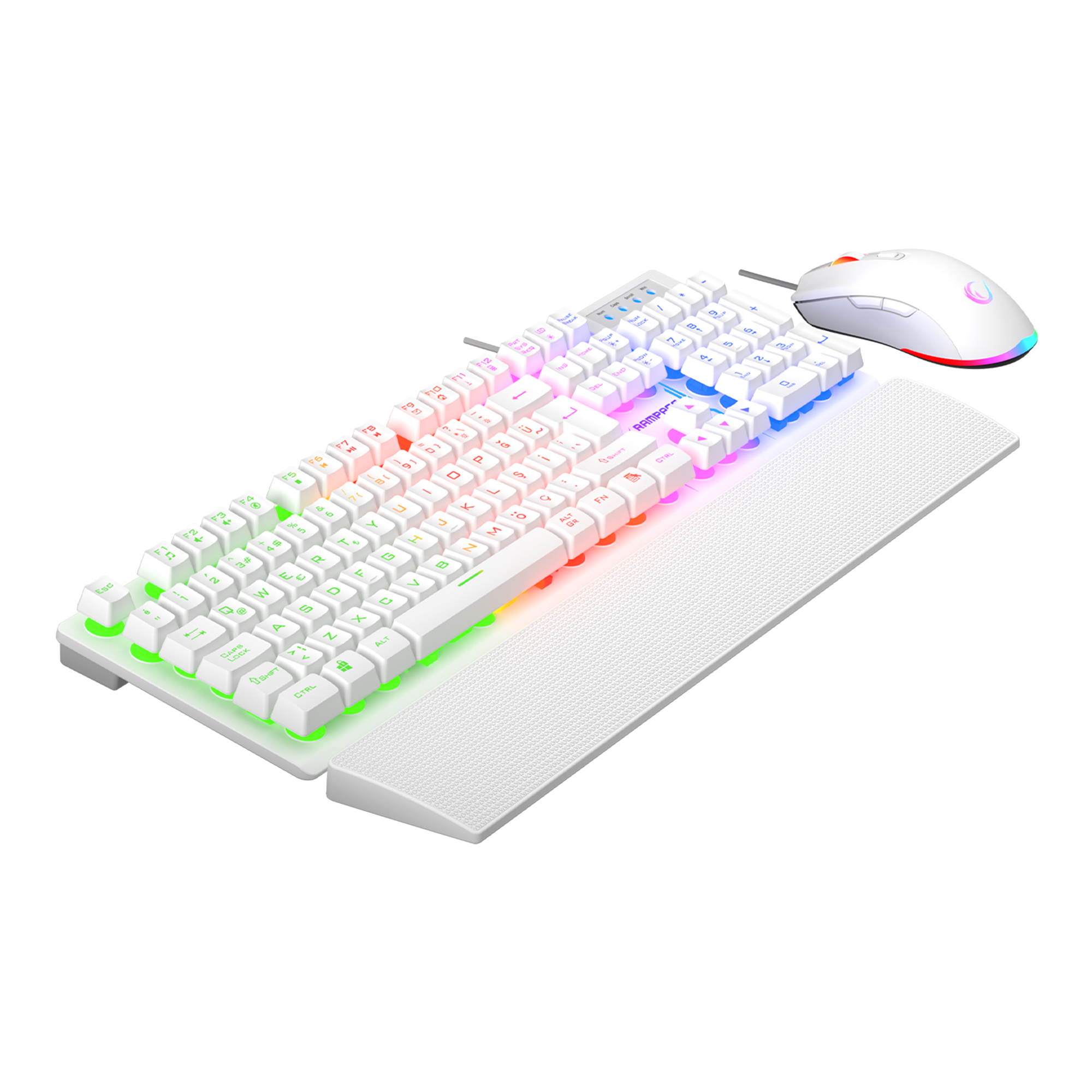 Km-Rx7 Fortuna V2 Combo Oyuncu Klavye + 12800 dpi Mouse-Beyaz