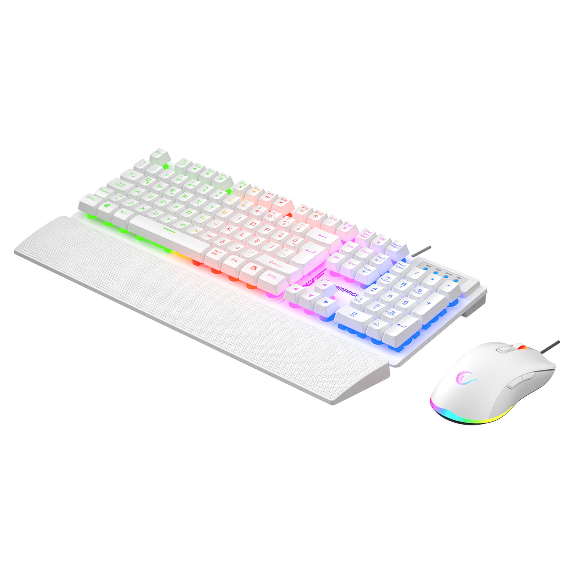 Km-Rx7 Fortuna V2 Combo Oyuncu Klavye + 12800 dpi Mouse-Beyaz
