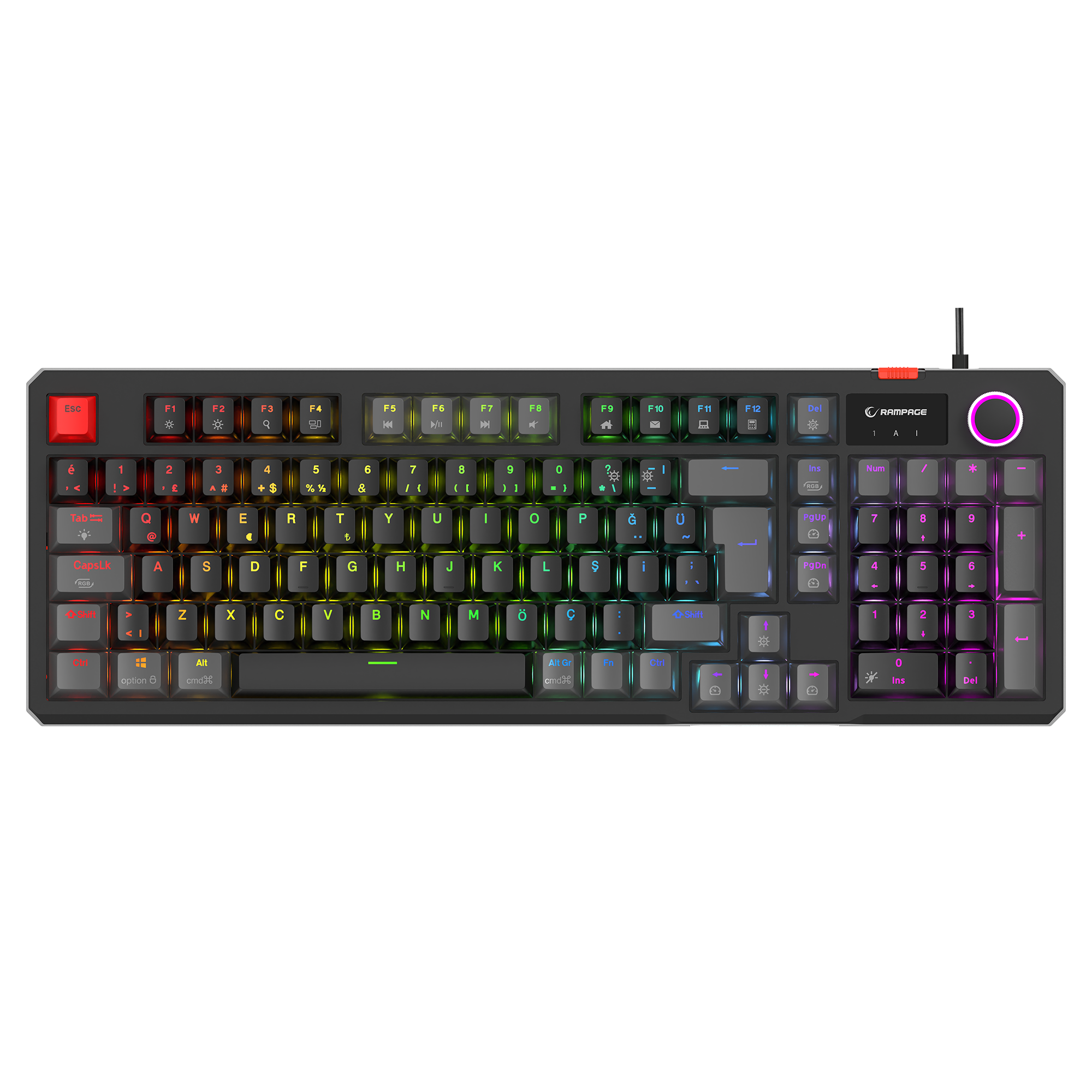 Loyal Hot Swap RGB Red Switch Mekanik Oyuncu Klavyesi-Siyah/Gri