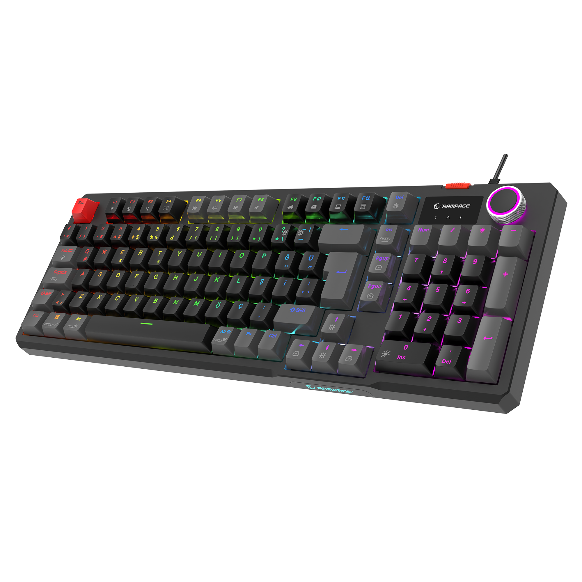 Loyal Hot Swap RGB Red Switch Mekanik Oyuncu Klavyesi-Siyah/Gri