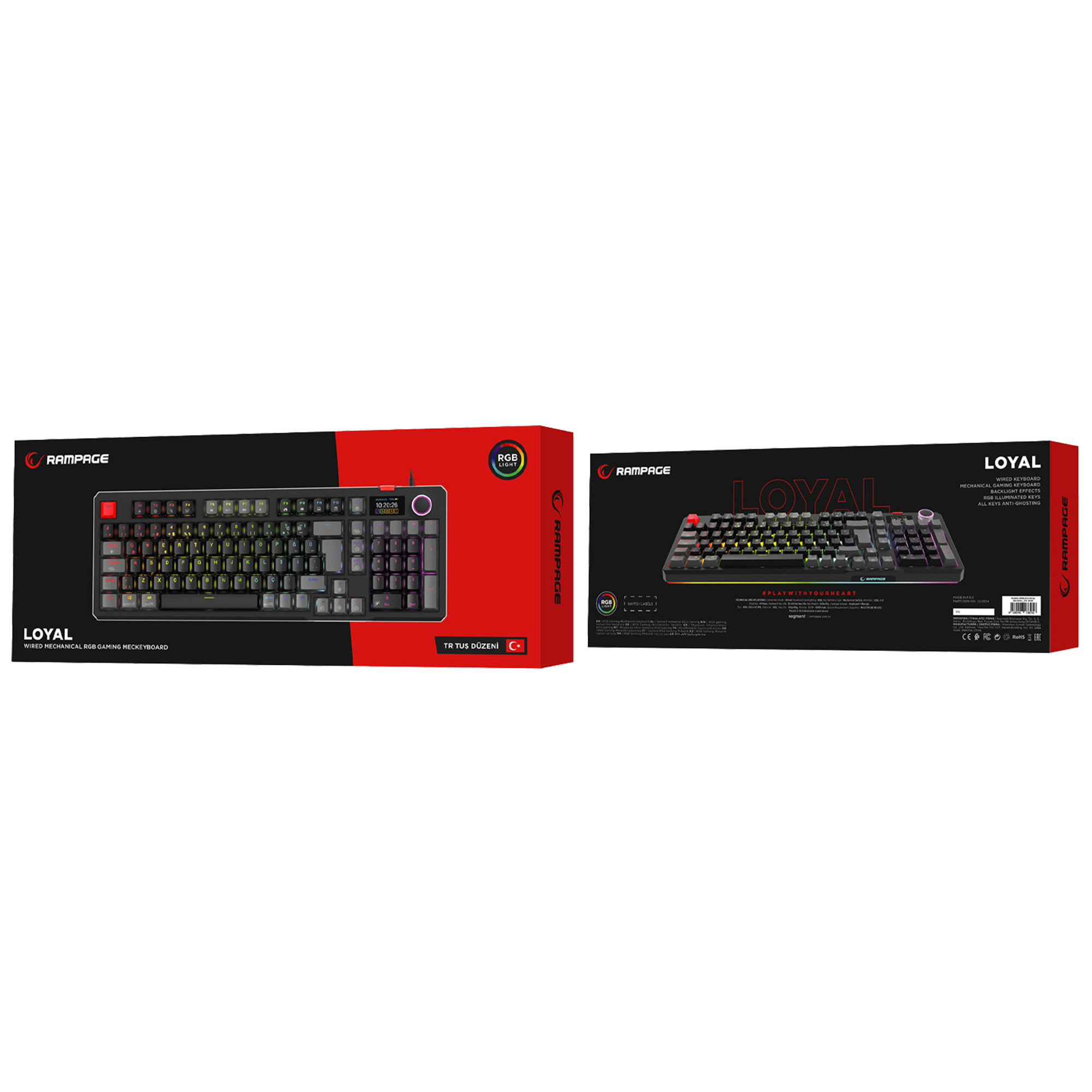 Loyal Hot Swap RGB Red Switch Mekanik Oyuncu Klavyesi-Siyah/Gri