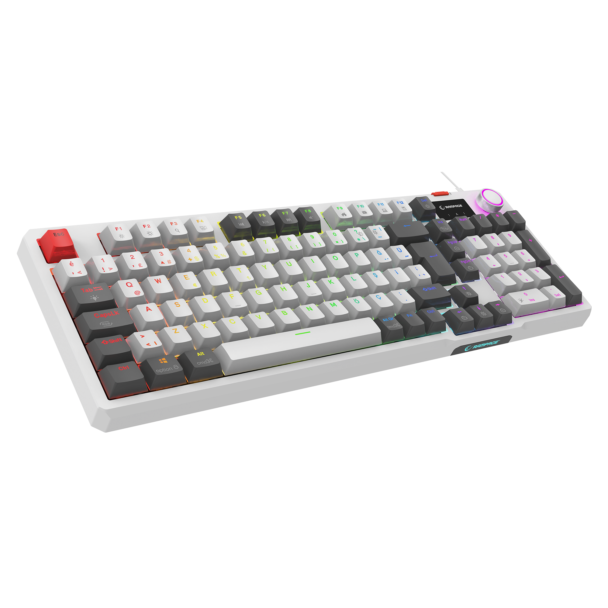 Loyal Hot Swap RGB Red Switch Mekanik Oyuncu Klavyesi-Beyaz/Gri