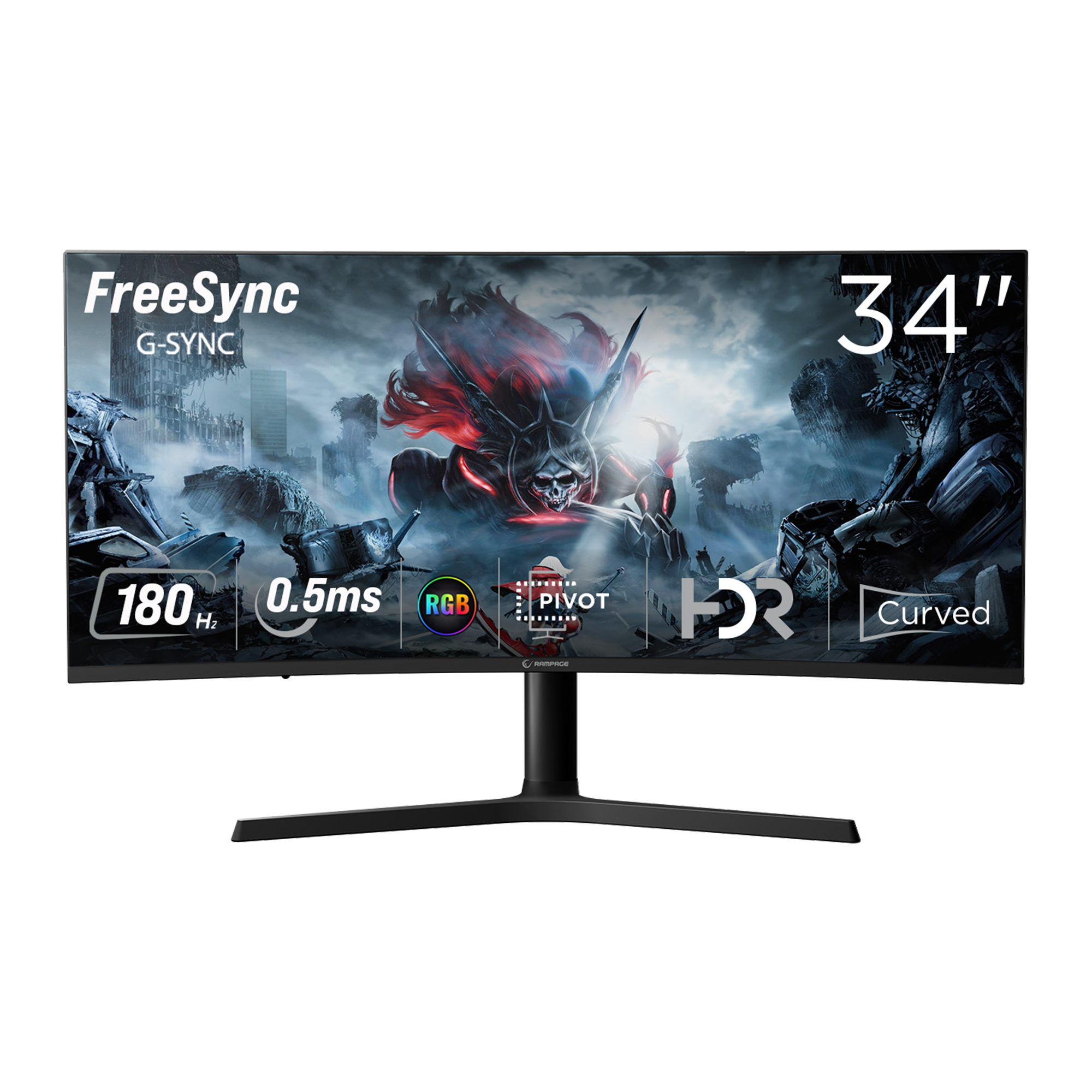 Cyclops CY34R180 34'' 180Hz Fast VA HDR Freesync Pivot PC Curved Gaming Monitor