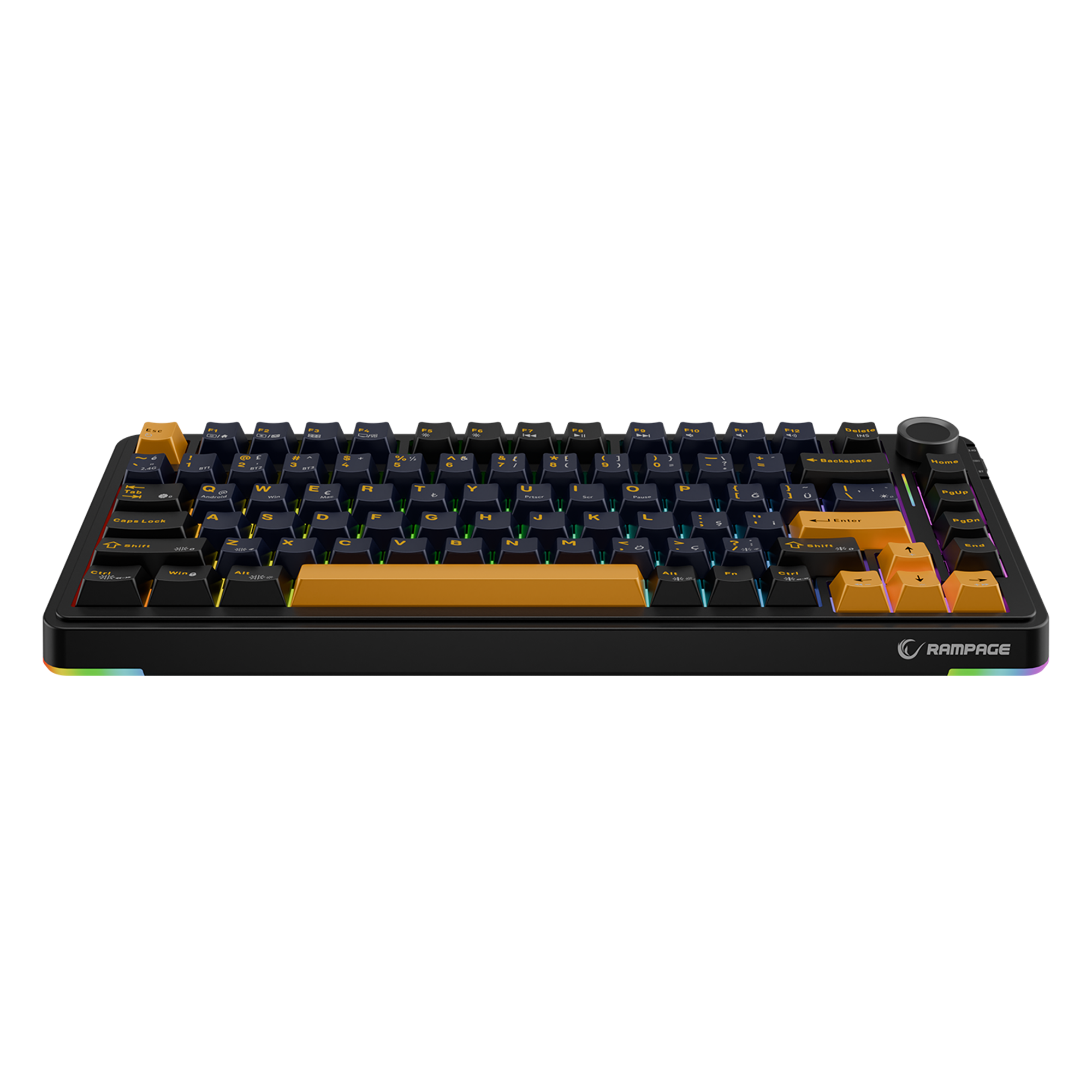 Hot Swap 2.4G + BT RGB Gasket Oil Switch Türkçe Q PBT Keycaps Mekanik Oyuncu Klavyesi
