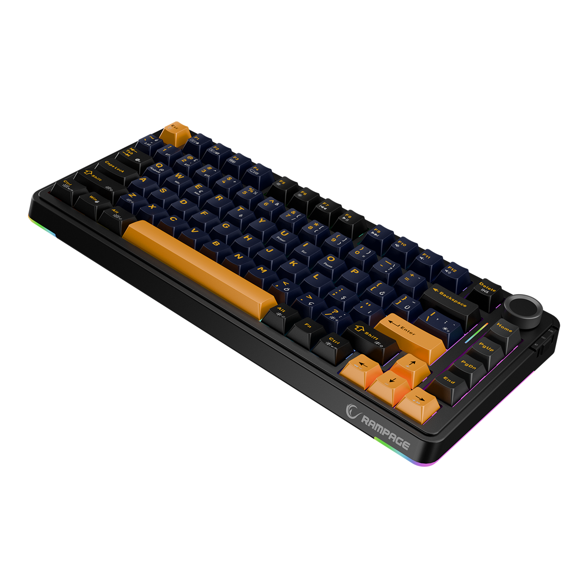 Hot Swap 2.4G + BT RGB Gasket Oil Switch Türkçe Q PBT Keycaps Mekanik Oyuncu Klavyesi