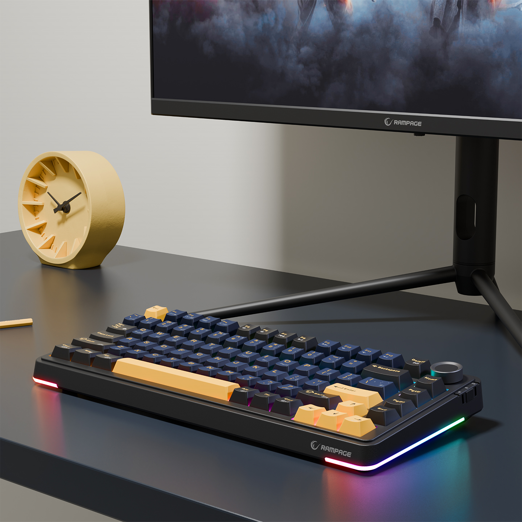 Hot Swap 2.4G + BT RGB Gasket Oil Switch Türkçe Q PBT Keycaps Mekanik Oyuncu Klavyesi