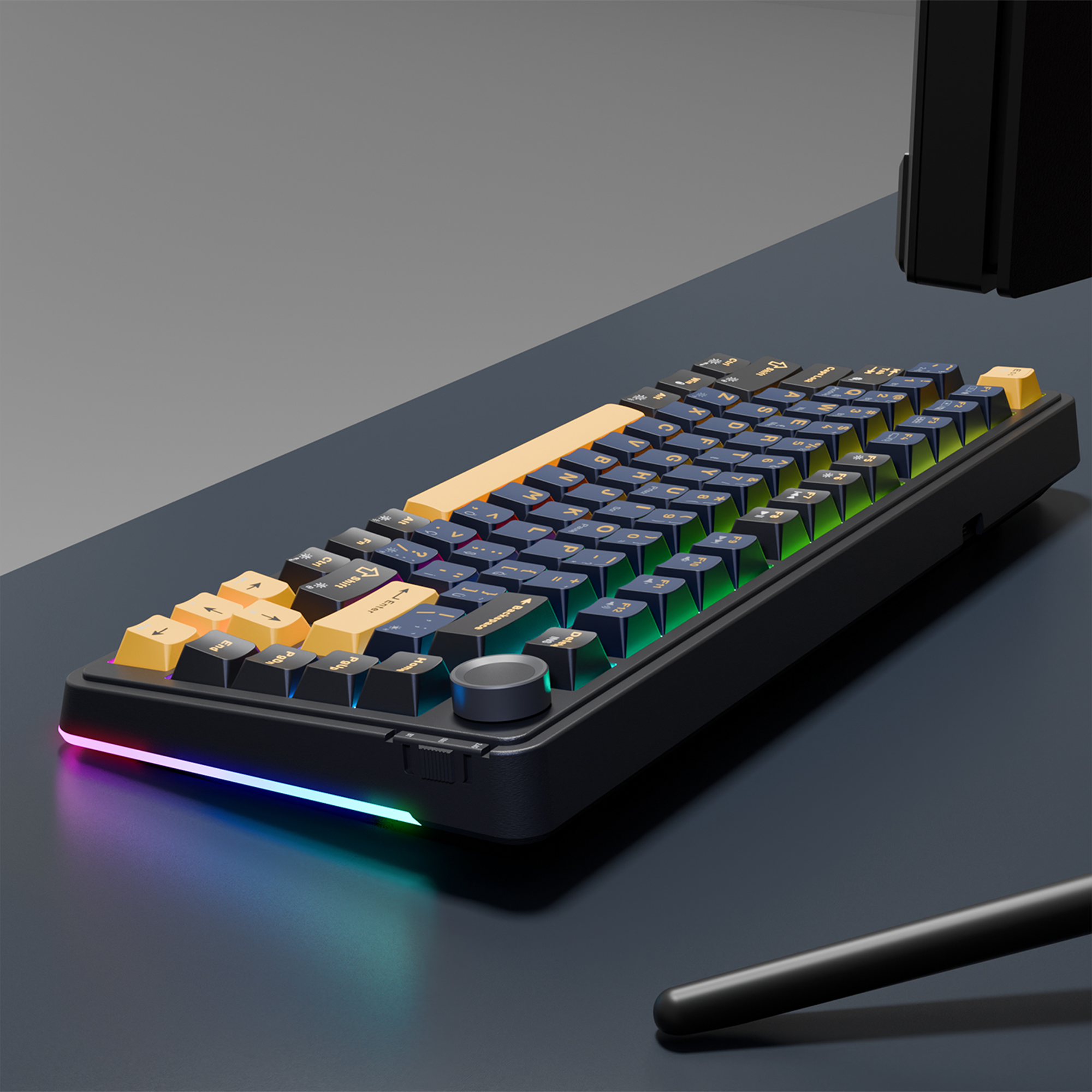 Hot Swap 2.4G + BT RGB Gasket Oil Switch Türkçe Q PBT Keycaps Mekanik Oyuncu Klavyesi