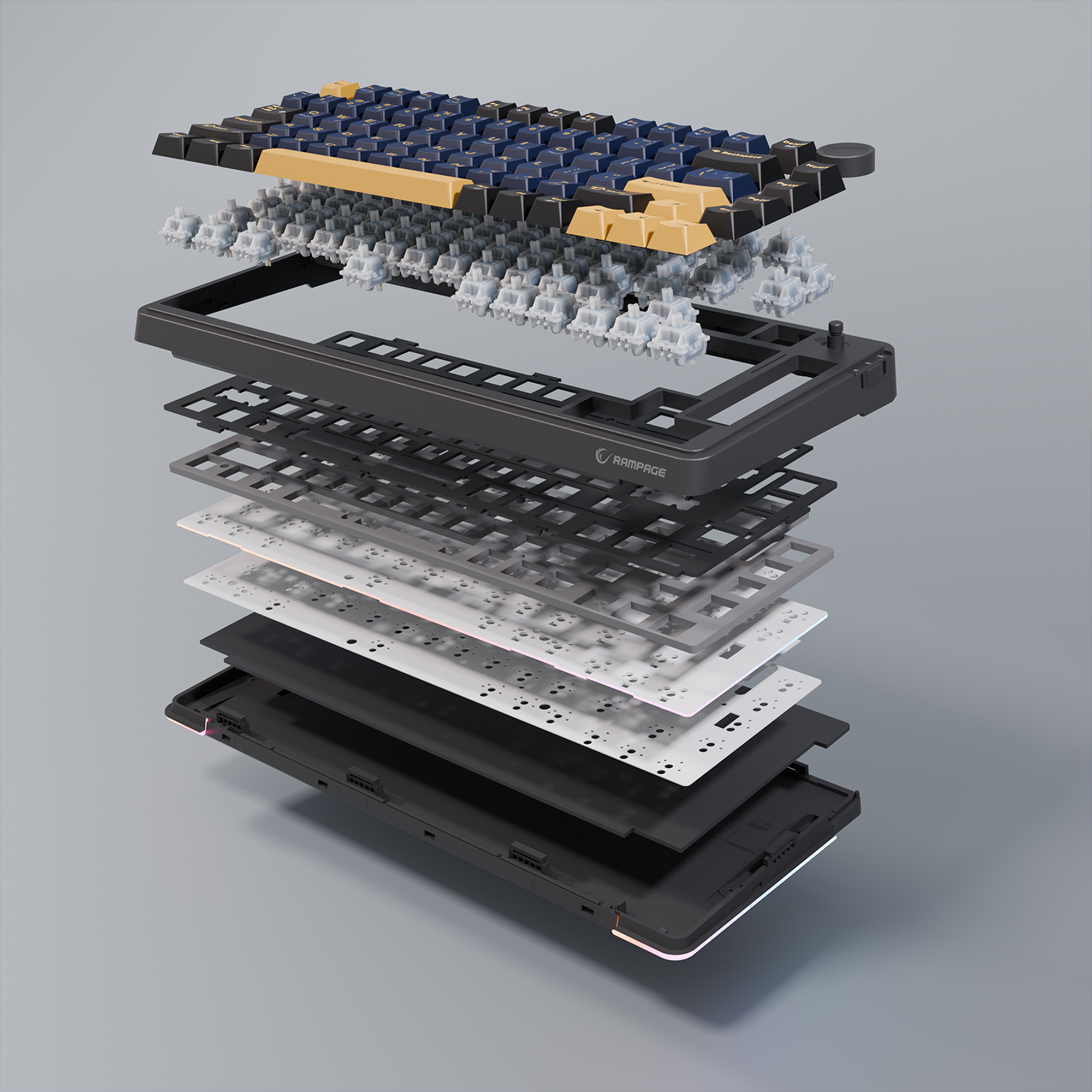 Hot Swap 2.4G + BT RGB Gasket Oil Switch Türkçe Q PBT Keycaps Mekanik Oyuncu Klavyesi