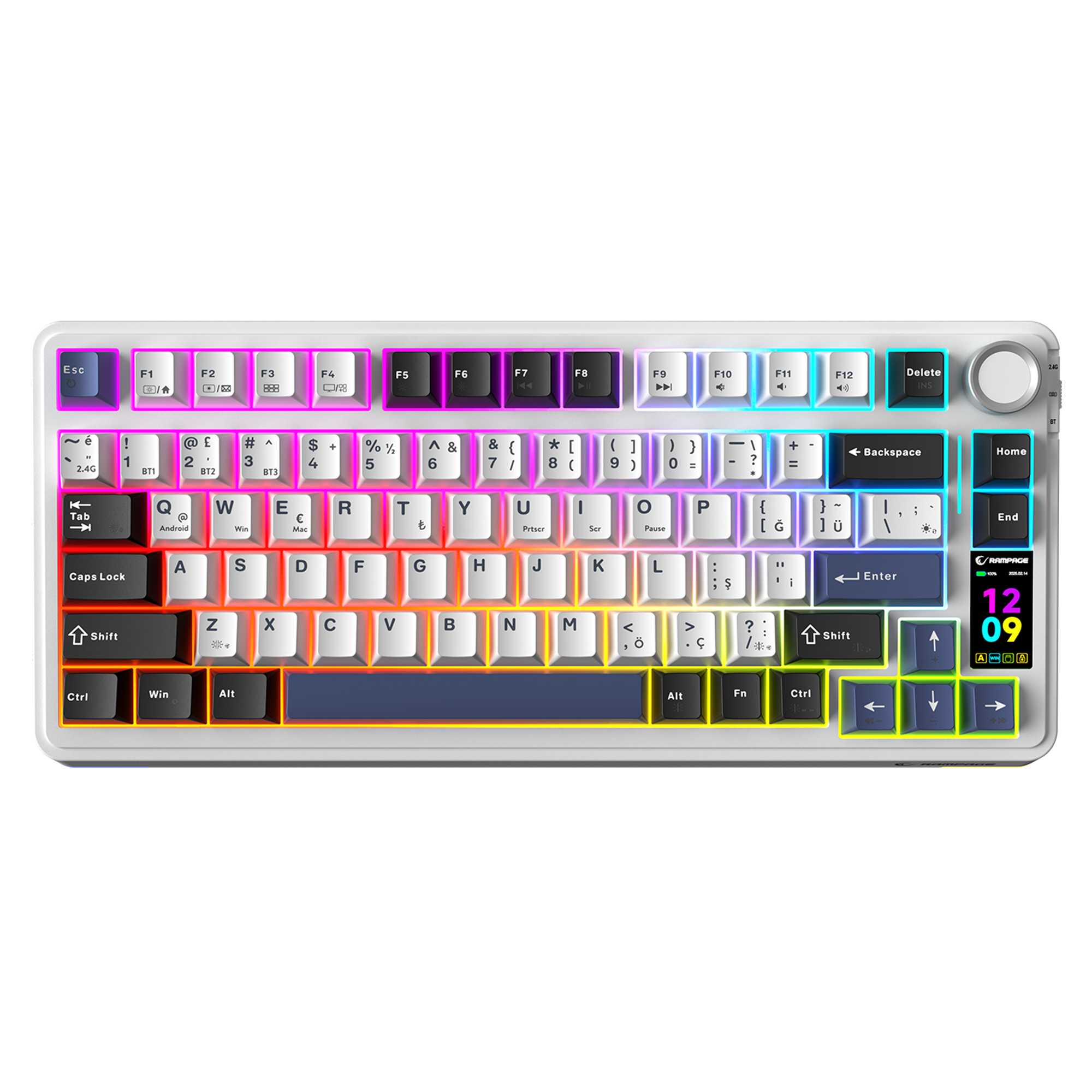 QUELL PRO - Hot Swap Ekranlı Gasket Oil Switch PBT Keycaps Kablosuz Mekanik Oyuncu Klavyesi