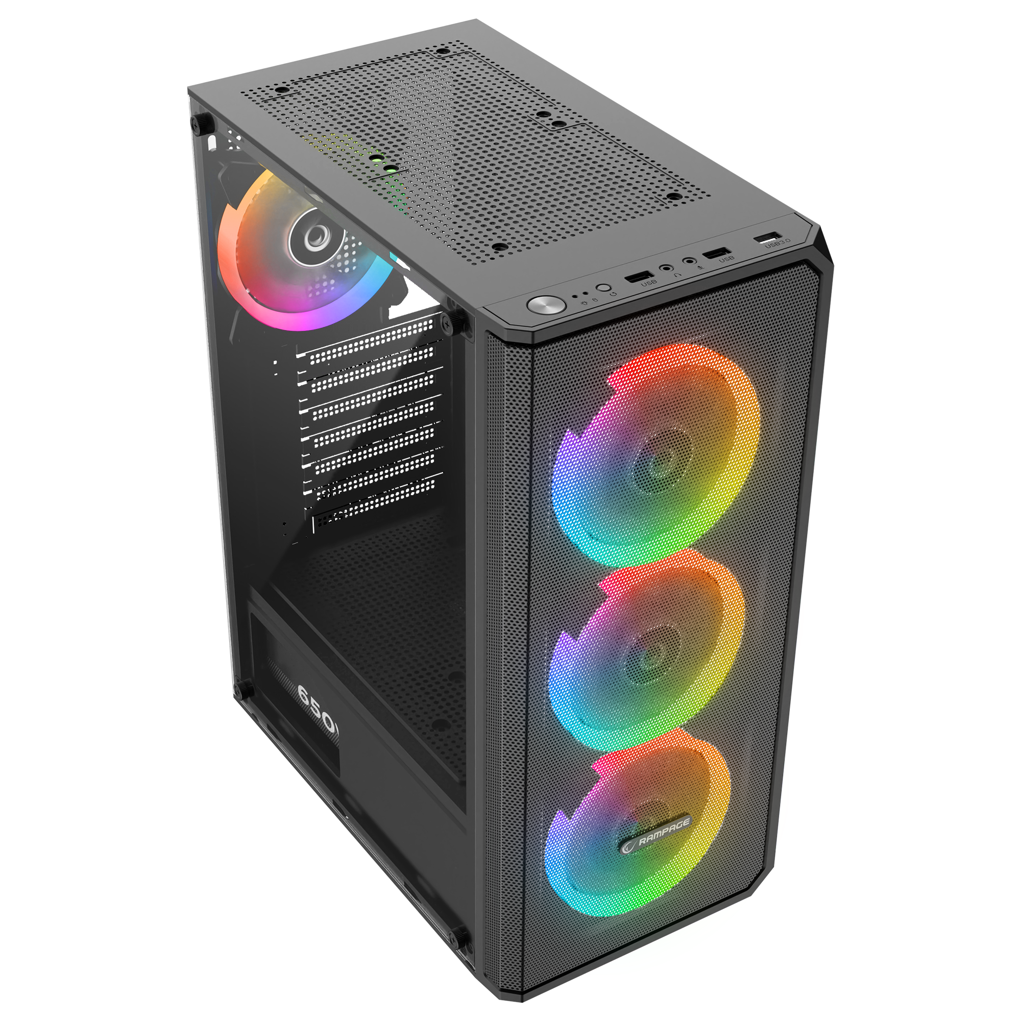 Mesh 650W 80 Plus Bronze Siyah 4*12cm Rainbow ATX Mid-T Gaming Oyuncu Kasası