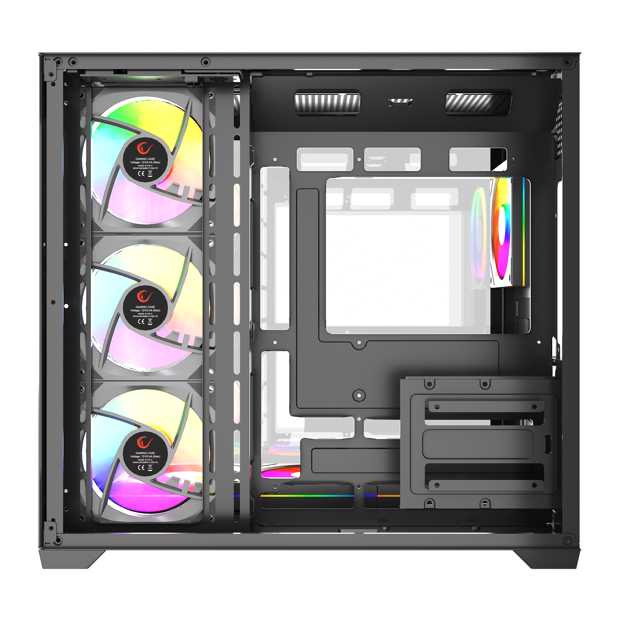 750W 80 Plus Bronze Temperli Camlı 7x12cm ARGB Fan ATX Mid-T Oyuncu Kasası