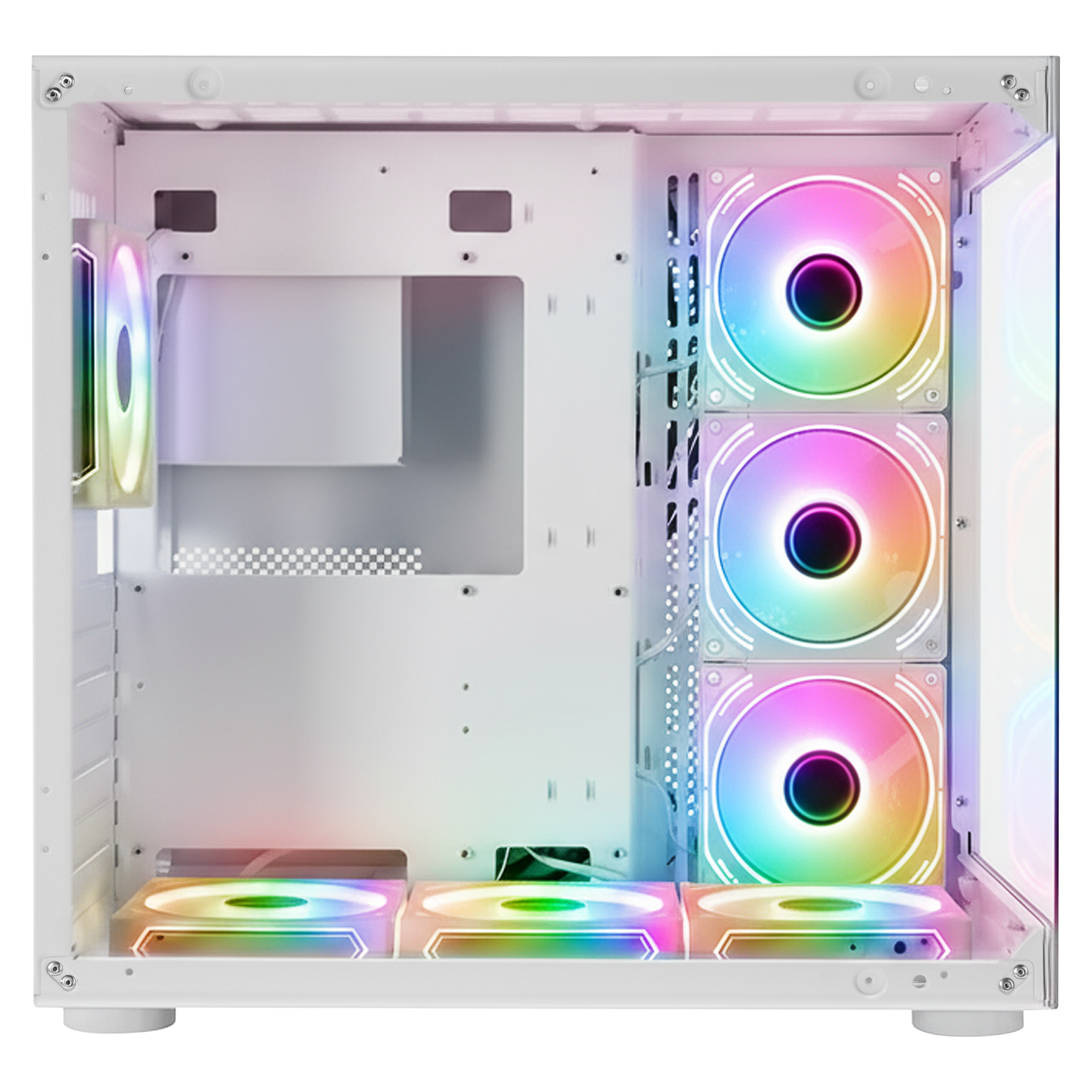 ICEWAVE - Beyaz Temperli Camlı 7*12cm ARGB Fan+Kontrolcü Transparan ATX Oyuncu Kasası