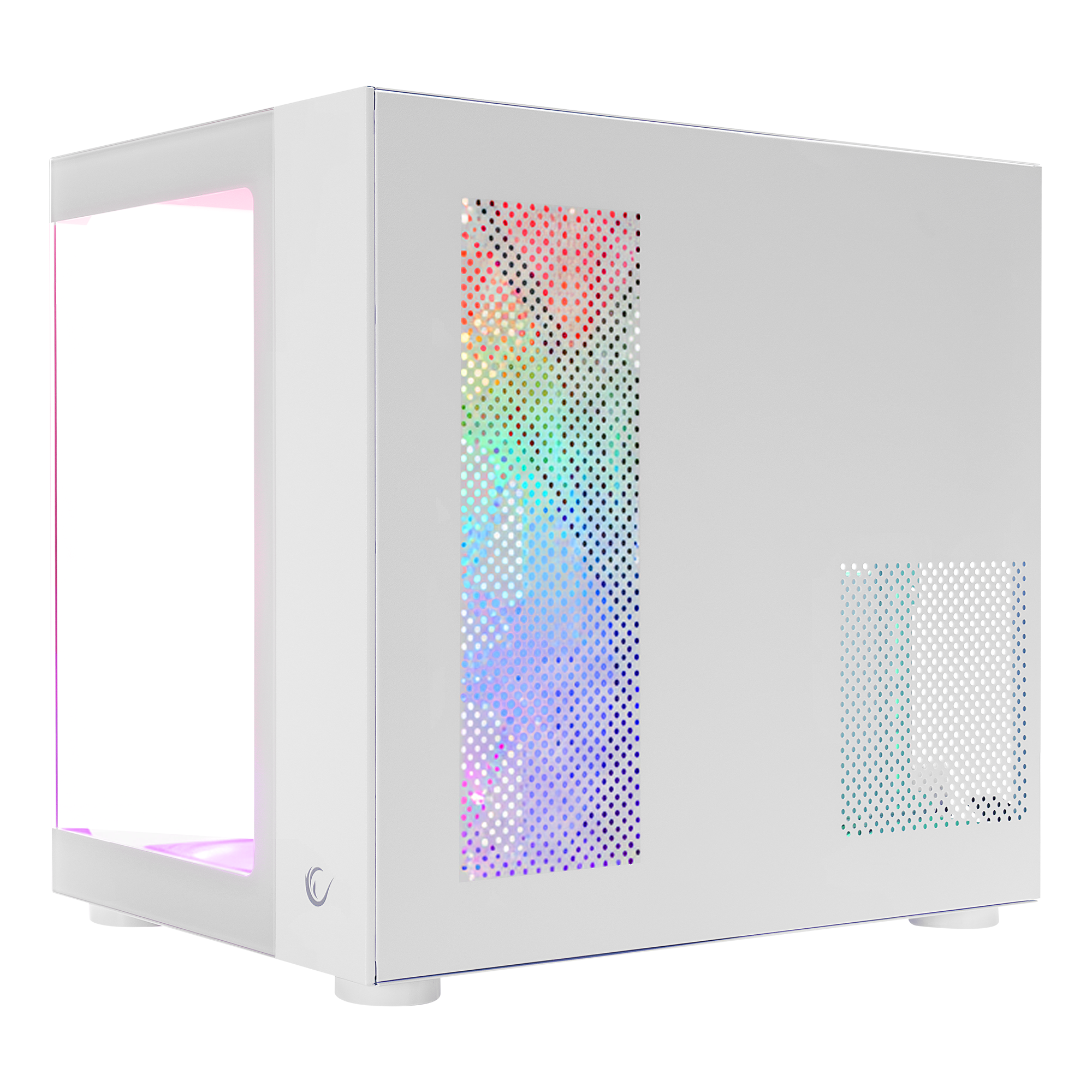 ICEWAVE - Beyaz Temperli Camlı 7*12cm ARGB Fan+Kontrolcü Transparan ATX Oyuncu Kasası