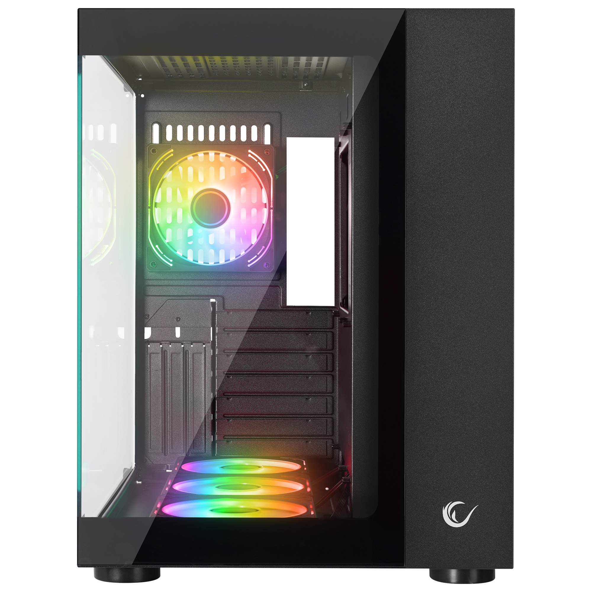 Temperli Camlı 7x12cm ARGB Fan+Kontrolcü Transparan ATX Oyuncu Kasası-Siyah