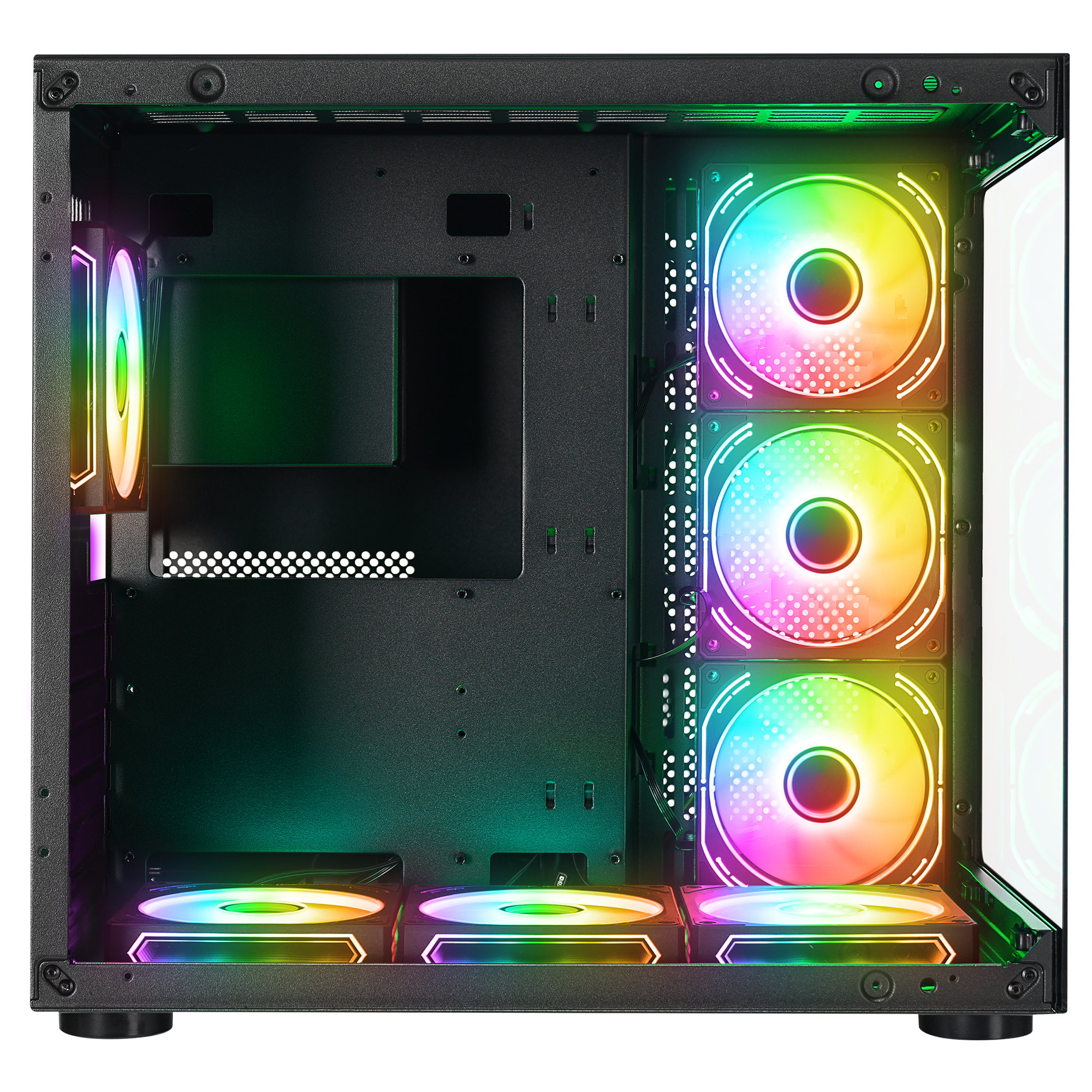 Temperli Camlı 7x12cm ARGB Fan+Kontrolcü Transparan ATX Oyuncu Kasası-Siyah