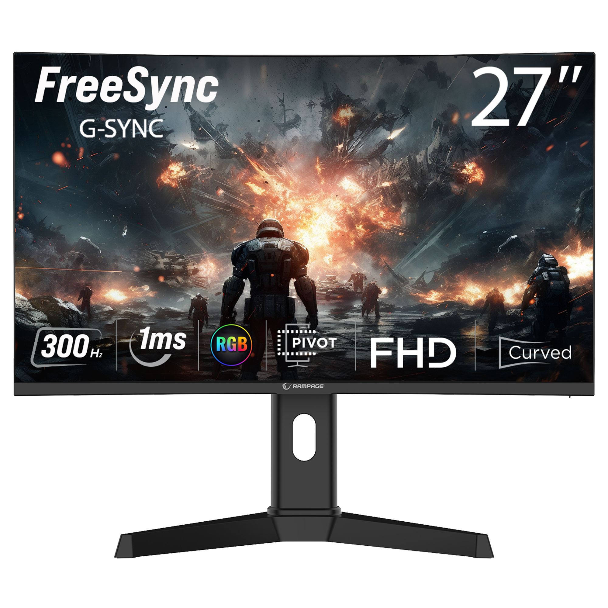 27'' 300Hz Fast VA FHD Freesync/Gsync RGB Pivot R1500 Curved Oyuncu Monitörü