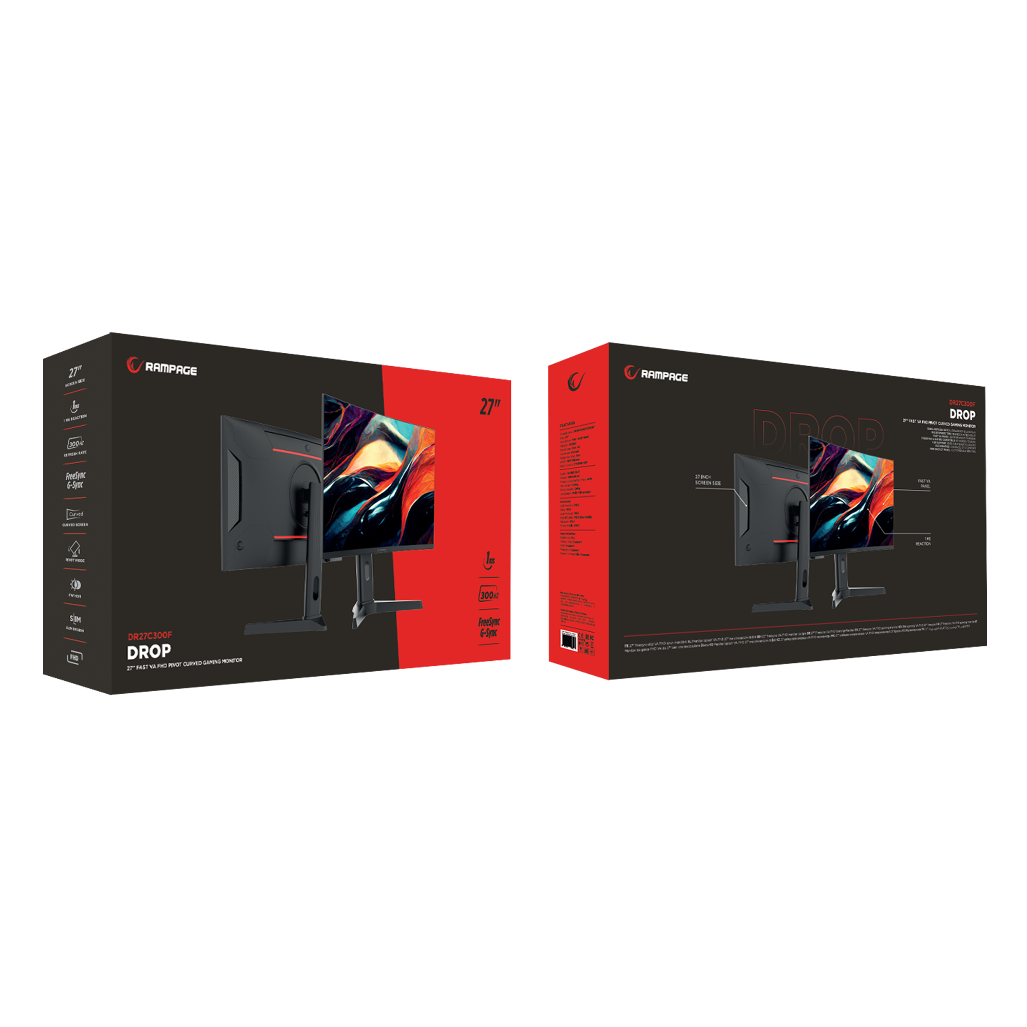 27'' 300Hz Fast VA FHD Freesync/Gsync RGB Pivot R1500 Curved Oyuncu Monitörü