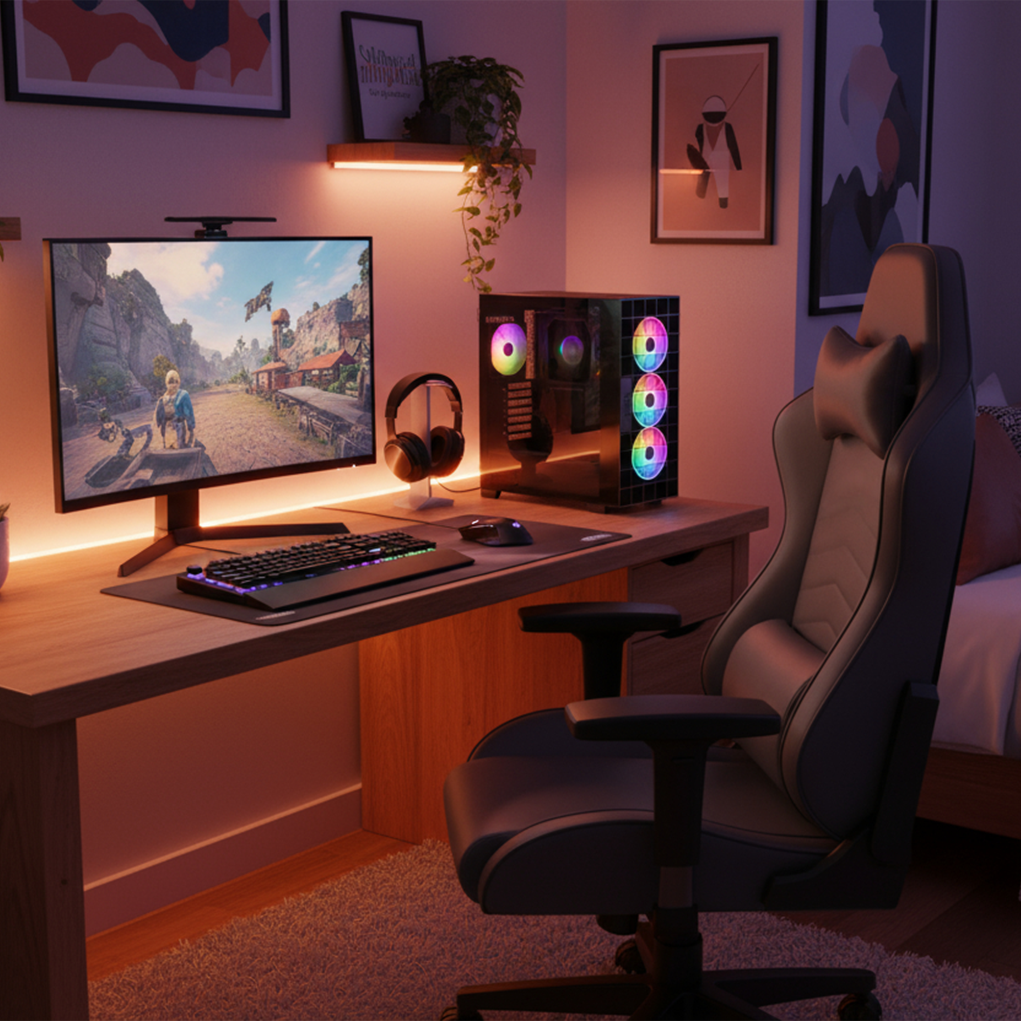 1000W 80 Plus 4x12CM ARGB Fan+Type-C ATX Mid-T Oyuncu Kasası