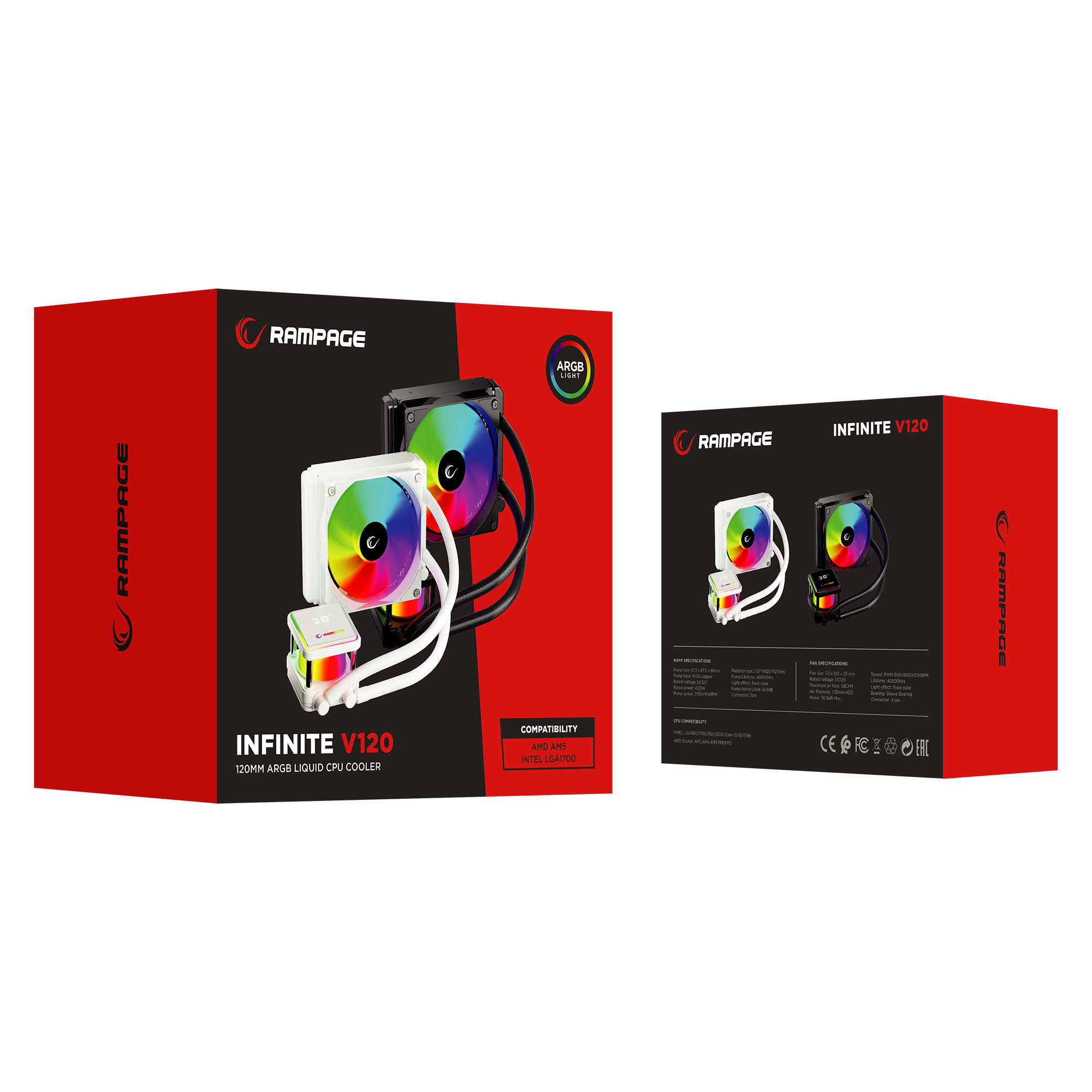 Infinite V120 Beyaz ARGB Intel LGA1700/AMD AM5 Uyumlu 120mm Sıvı Soğutmalı CPU Fan