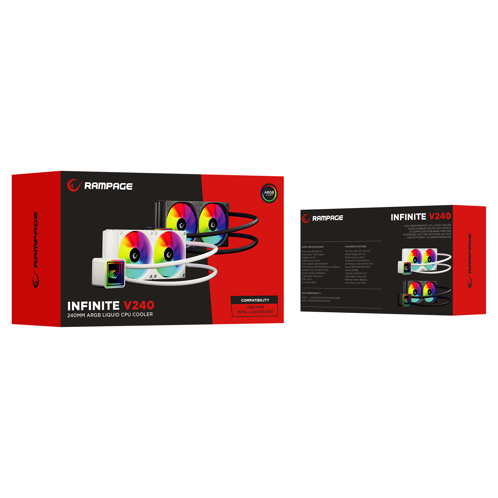 Infinite V240 Beyaz ARGB LGA1700/1851 / AM5 Uyumlu 240mm Sıvı Soğutmalı CPU Fan