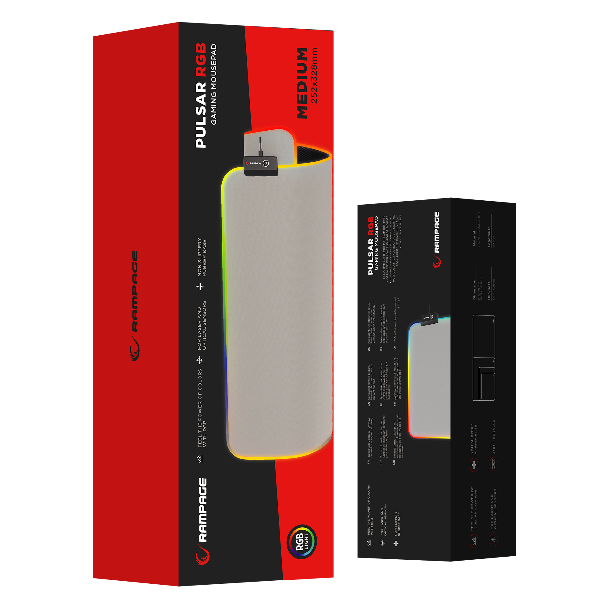 Pulsar M (MP-21) Gri 252x328 mm RGB Ledli Mouse Pad