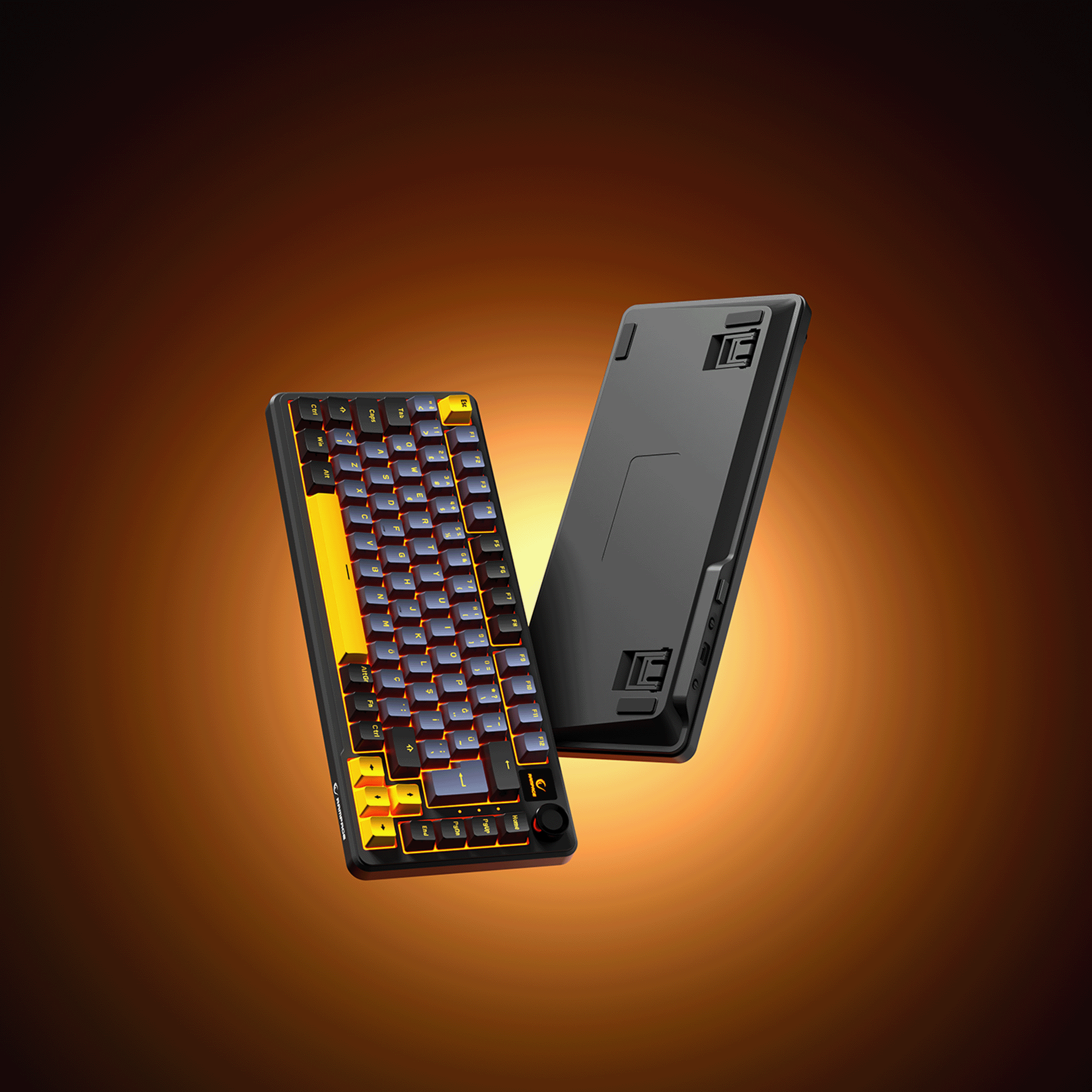 KENPACHI 75 - Hot Swap Gasket Oil Switch Ekranlı 2.4G + BT Wireless RGB Türkçe - Siyah/Gri/Sarı