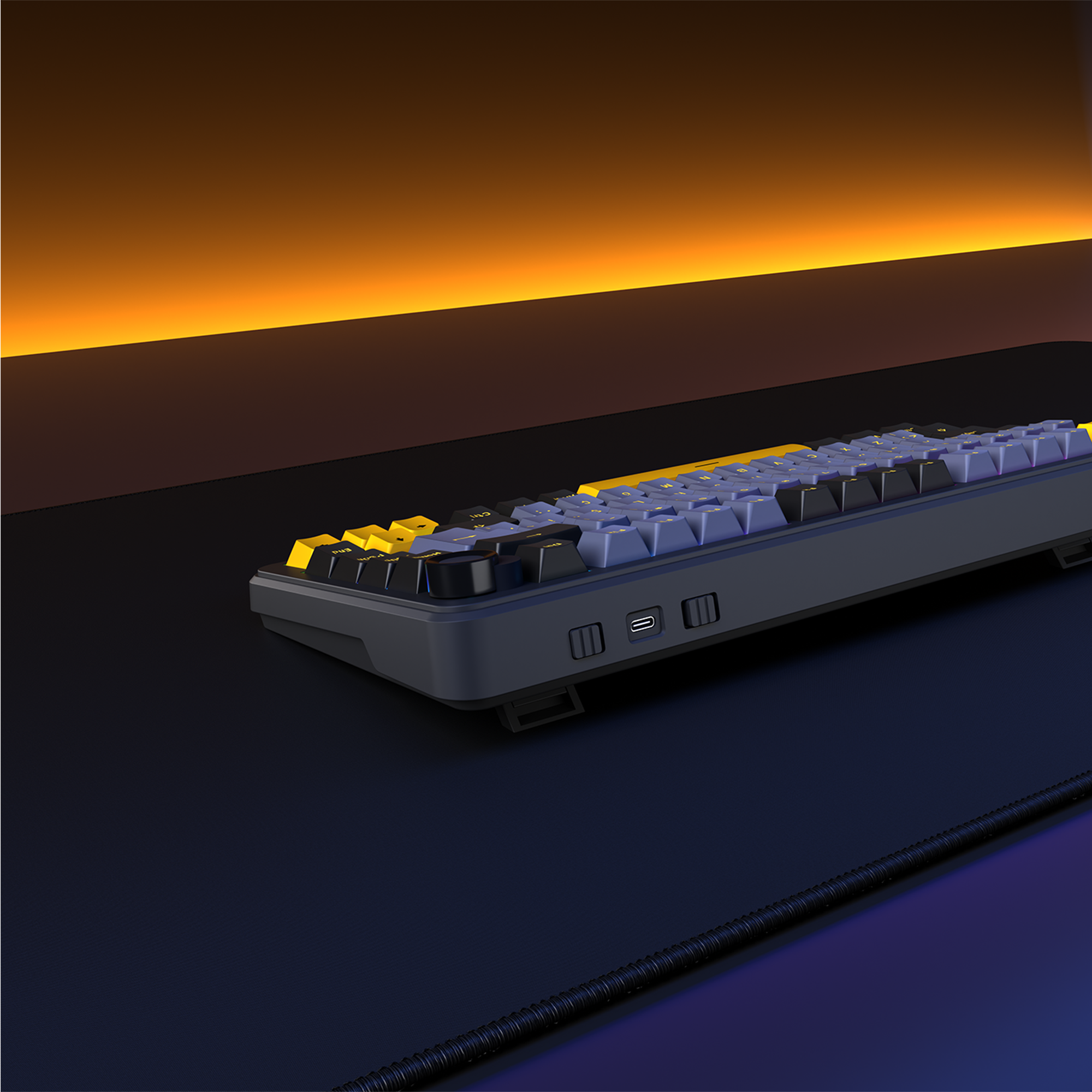 YAMIKAGE - RGB Hot Swap Gasket Oil Switch Türkçe Mekanik Klavye-Siyah/Gri/Sarı