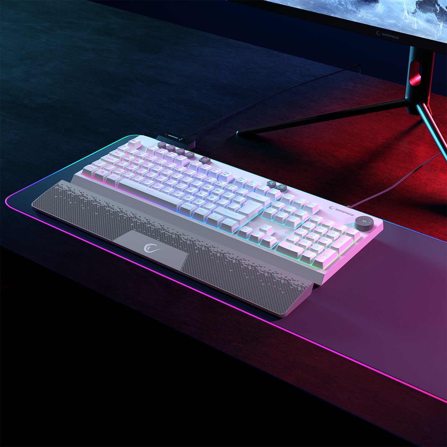 Simula USB RGB 4 Makro Tuş Bilek Destekli Oyuncu Klavyesi-Beyaz