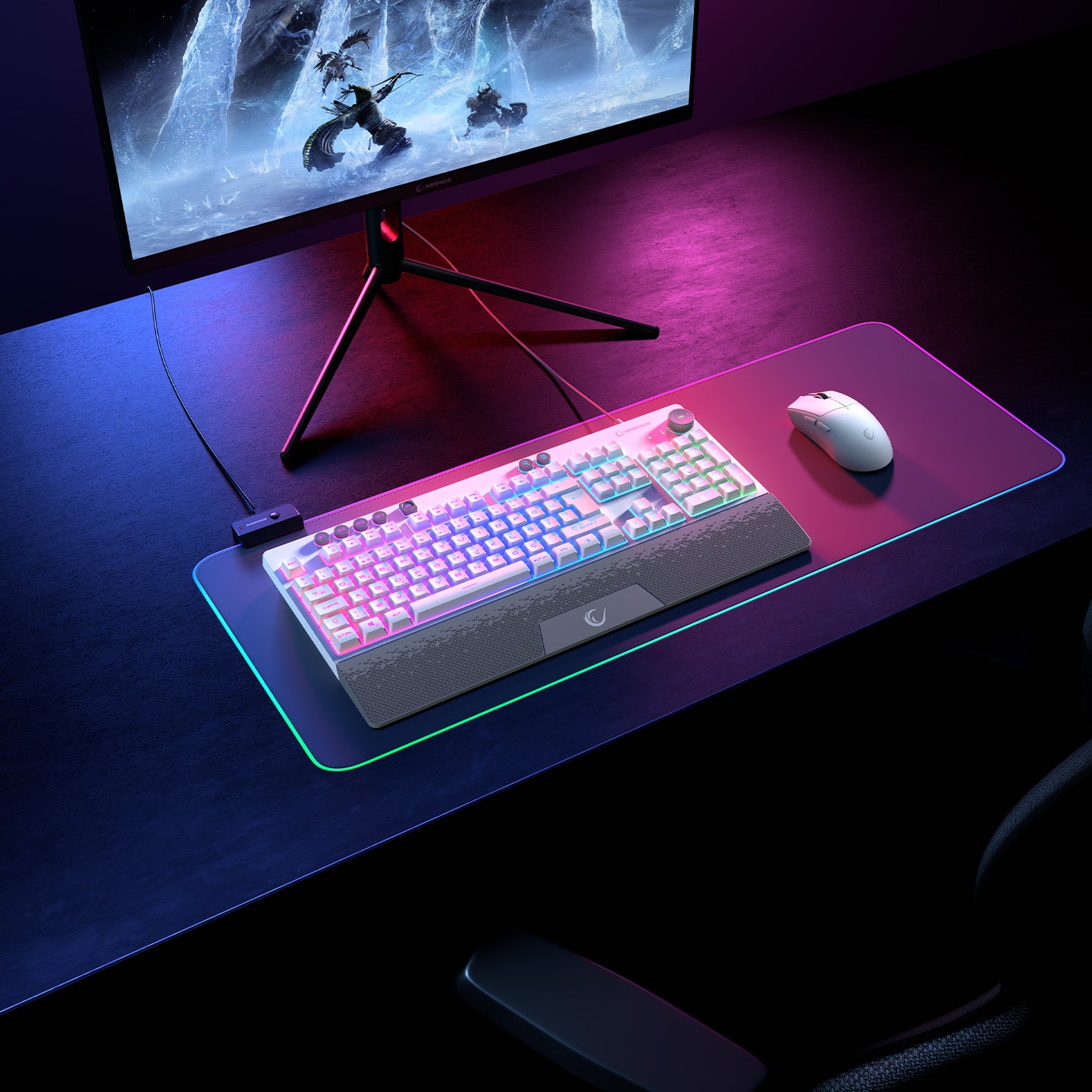 Simula USB RGB 4 Makro Tuş Bilek Destekli Oyuncu Klavyesi-Beyaz