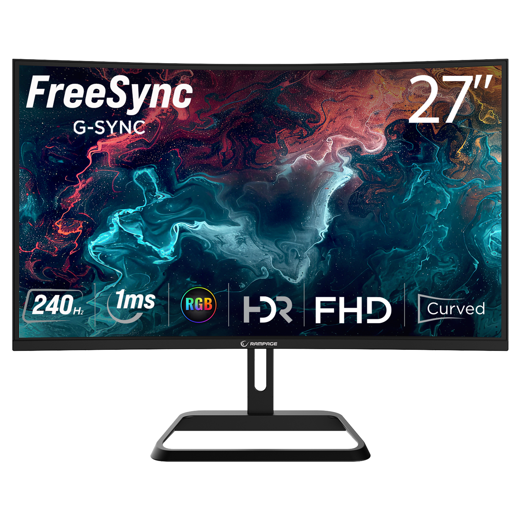Xyra XR27C240F RGB 27'' 240Hz Fast VA FHD Freesync/Gsync Pivot R1500 Curved Gaming Monitor