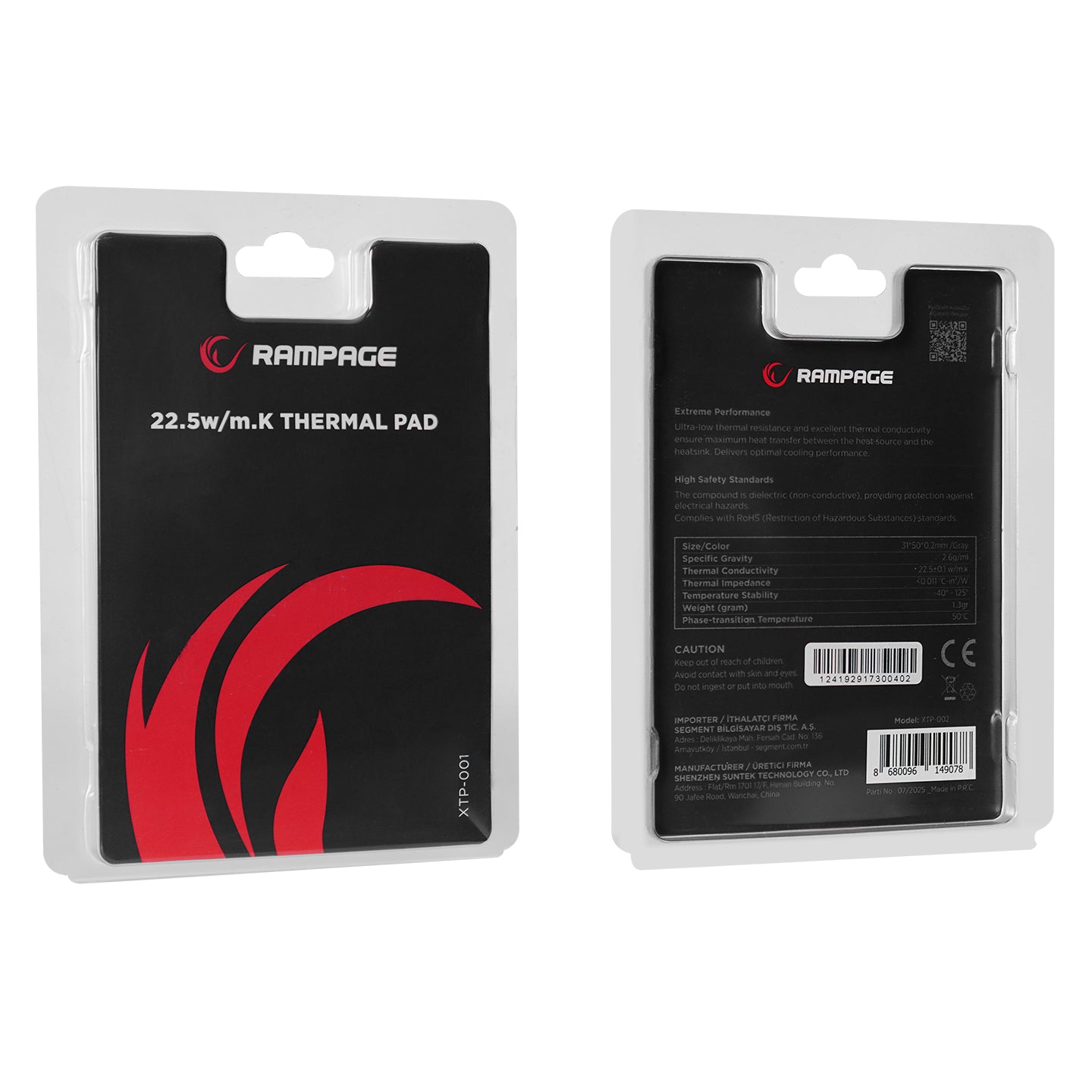 XTP-002 31*50*0,2mm 22.5w/m.K Yüksek Performanslı Termal Ped