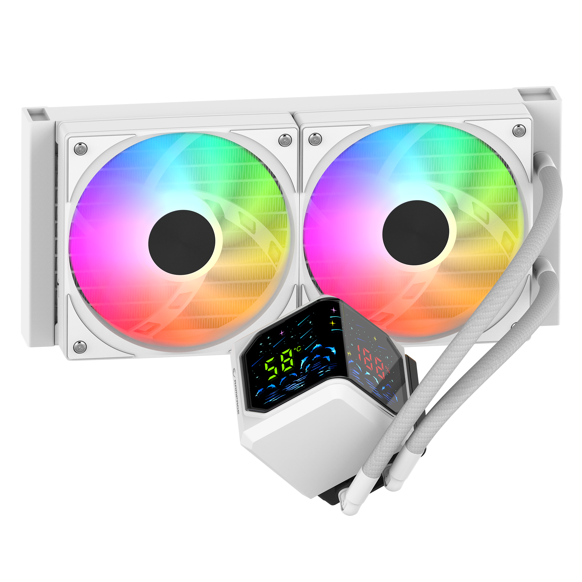 Helios D24 Beyaz 12cm Fan Sıcaklık Göstergeli Intel LGA1700/AMD AM5 ARGB 240mm Sıvı Soğutmalı CPU Fan