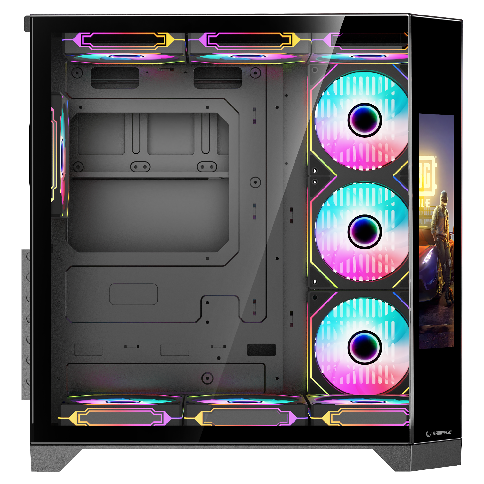 Nova Lcd Ekranlı 7x12cm ARGB Fan+Kumanda Oyuncu Kasası-Siyah