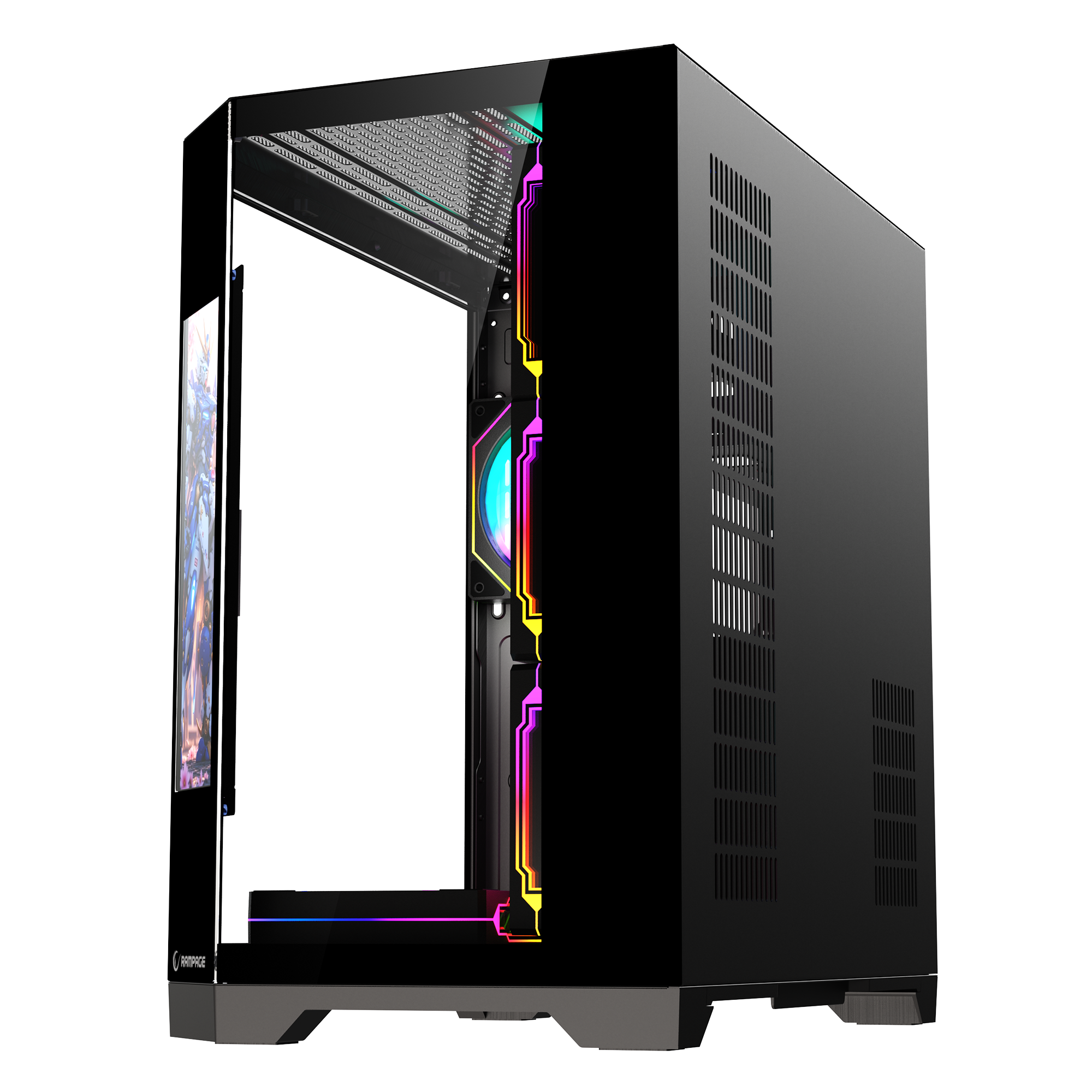 NOVA - Lcd Ekranlı 7x12cm ARGB Fan+Kumanda Oyuncu Kasası-Siyah