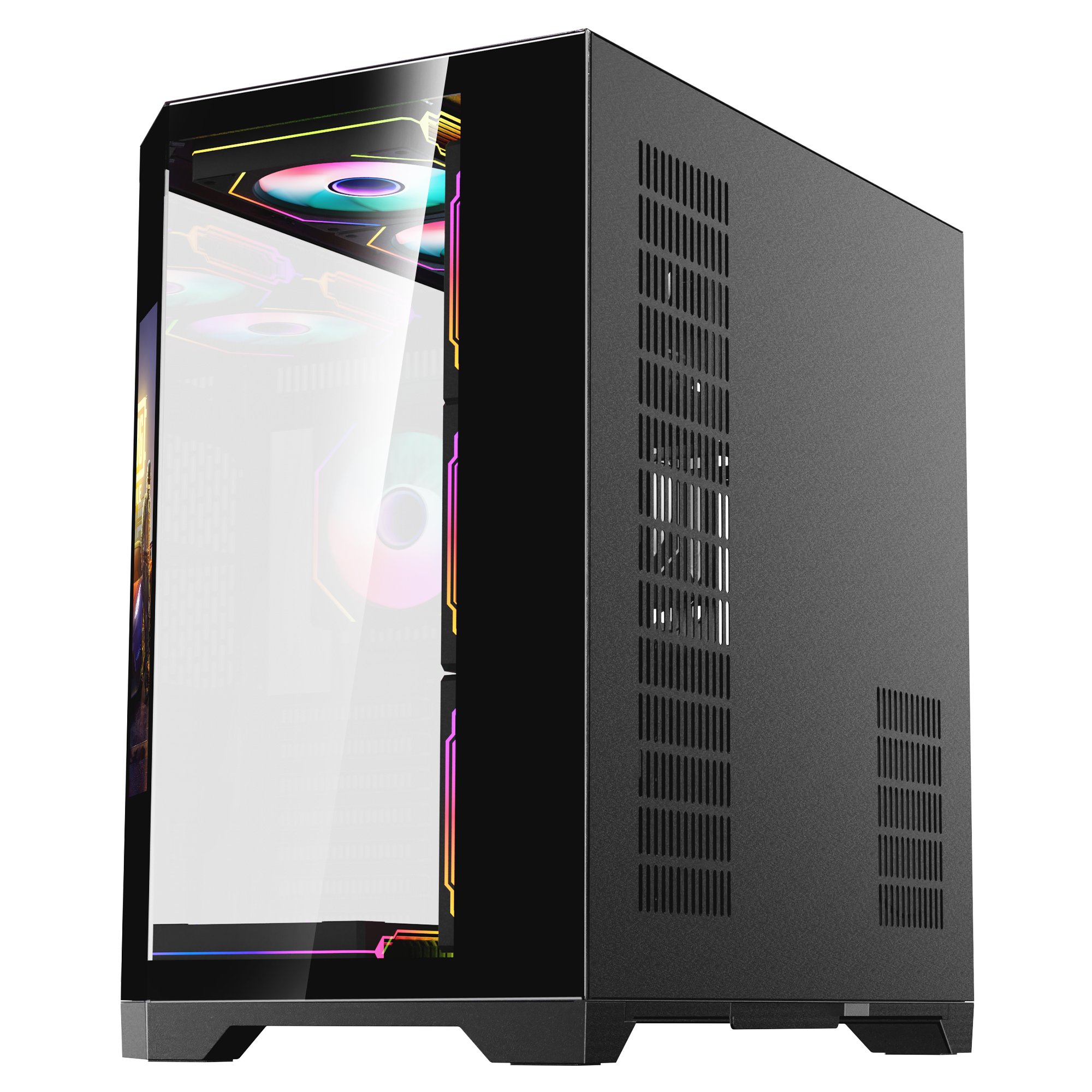 Nova Lcd Ekranlı 7x12cm ARGB Fan+Kumanda Oyuncu Kasası-Siyah