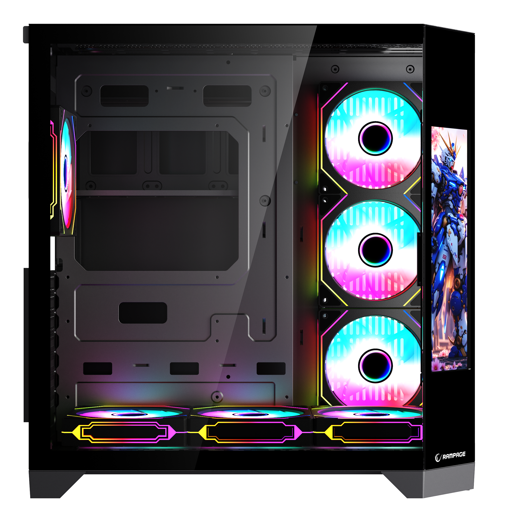 NOVA - Lcd Ekranlı 7x12cm ARGB Fan+Kumanda Oyuncu Kasası-Siyah