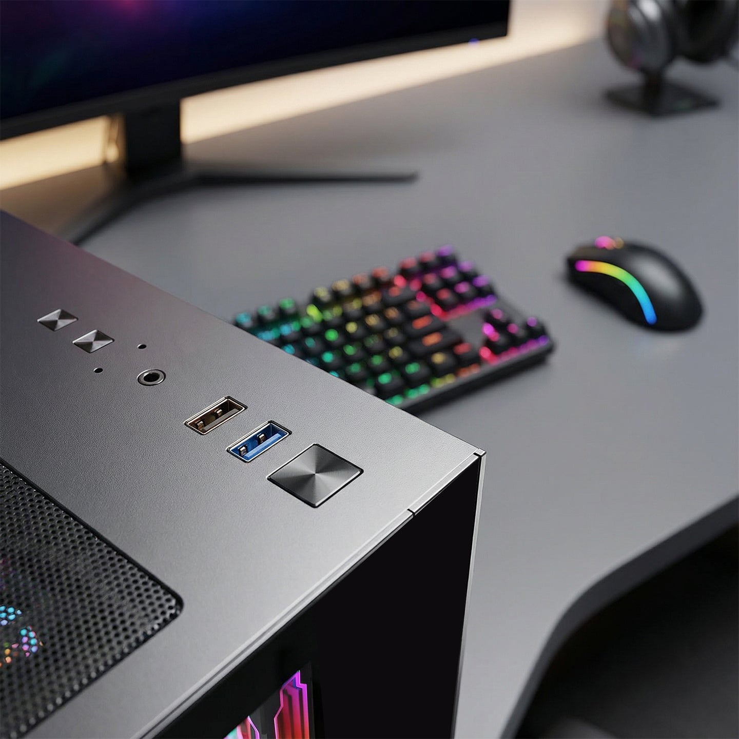 Nova Lcd Ekranlı 7x12cm ARGB Fan+Kumanda Oyuncu Kasası-Siyah