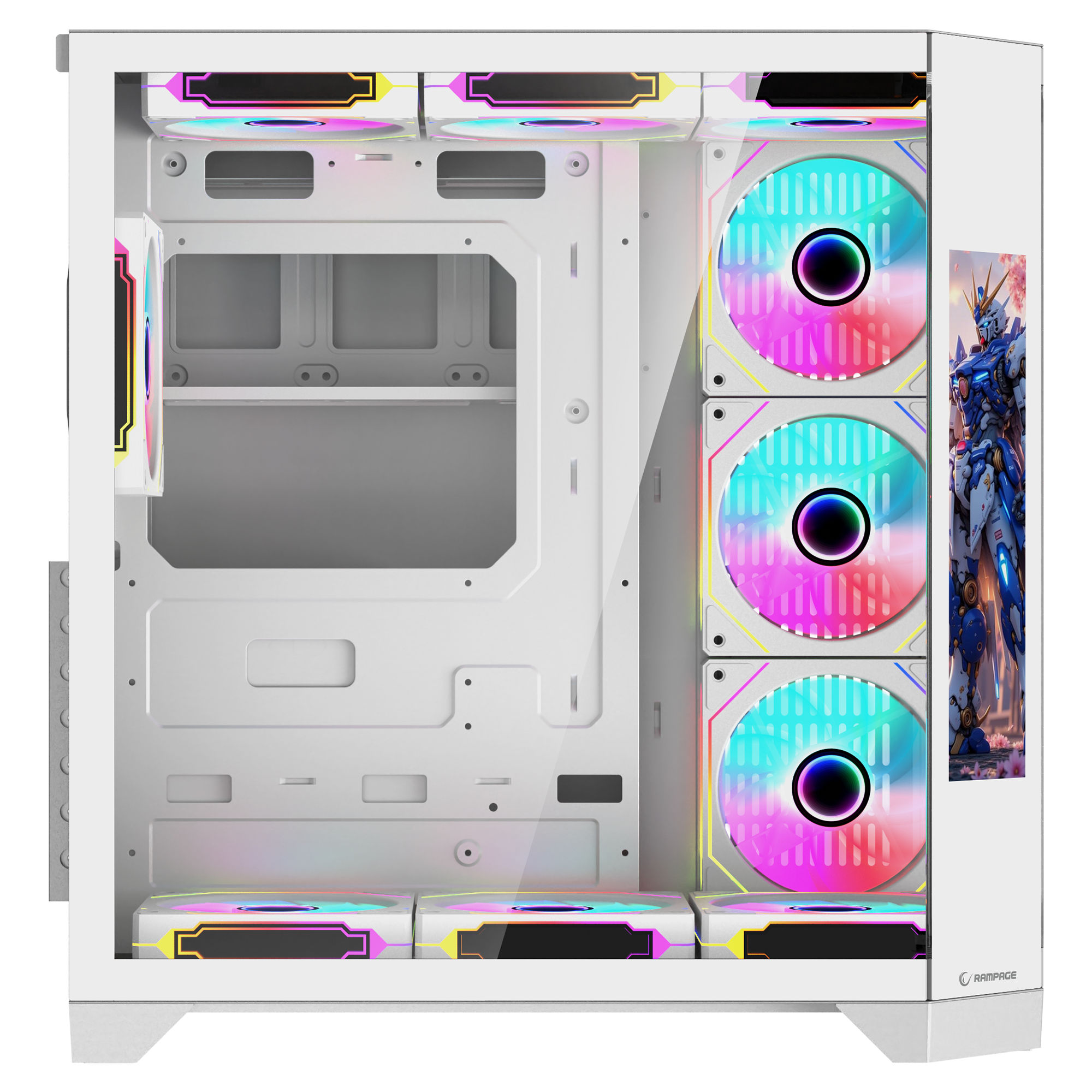 Nova Lcd Ekranlı 7x12cm ARGB Fan+Kumanda Oyuncu Kasası-Beyaz