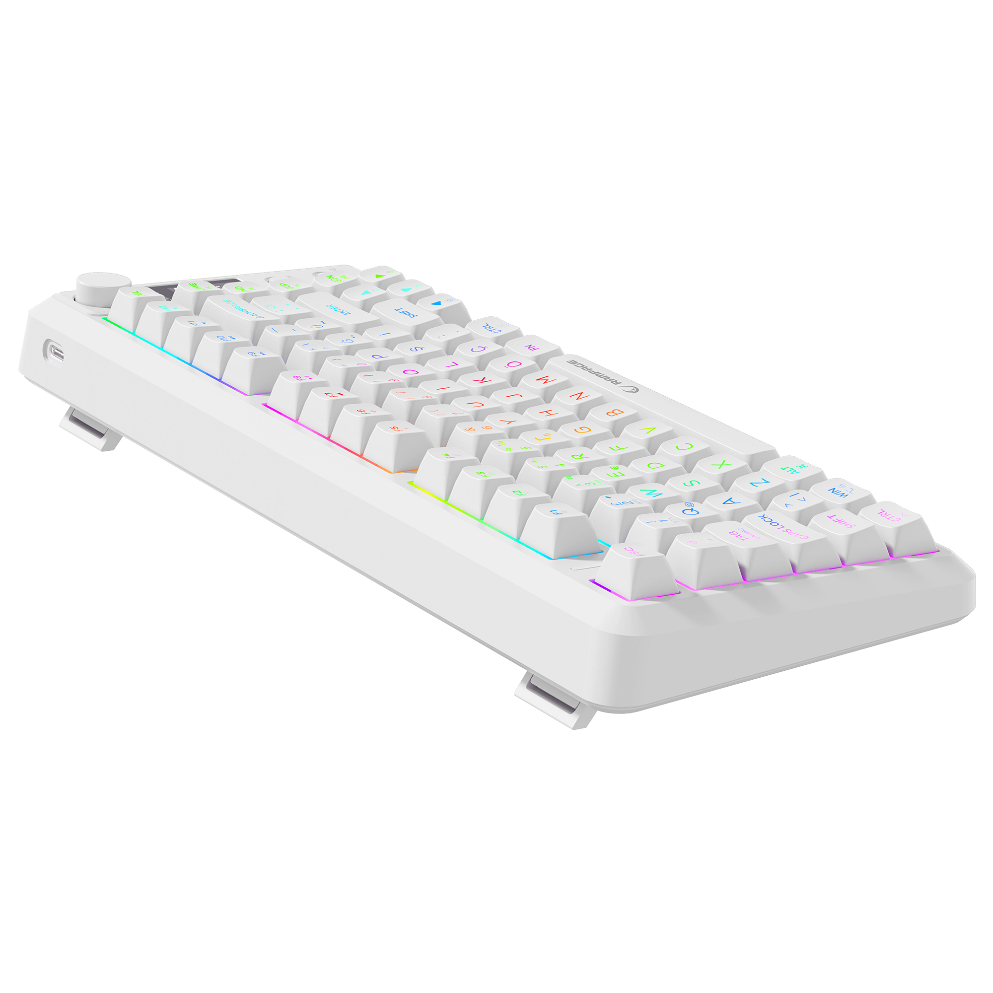 2.4G + BT Wireless RGB Q 75 Membrane Oyuncu Klavyesi-Beyaz