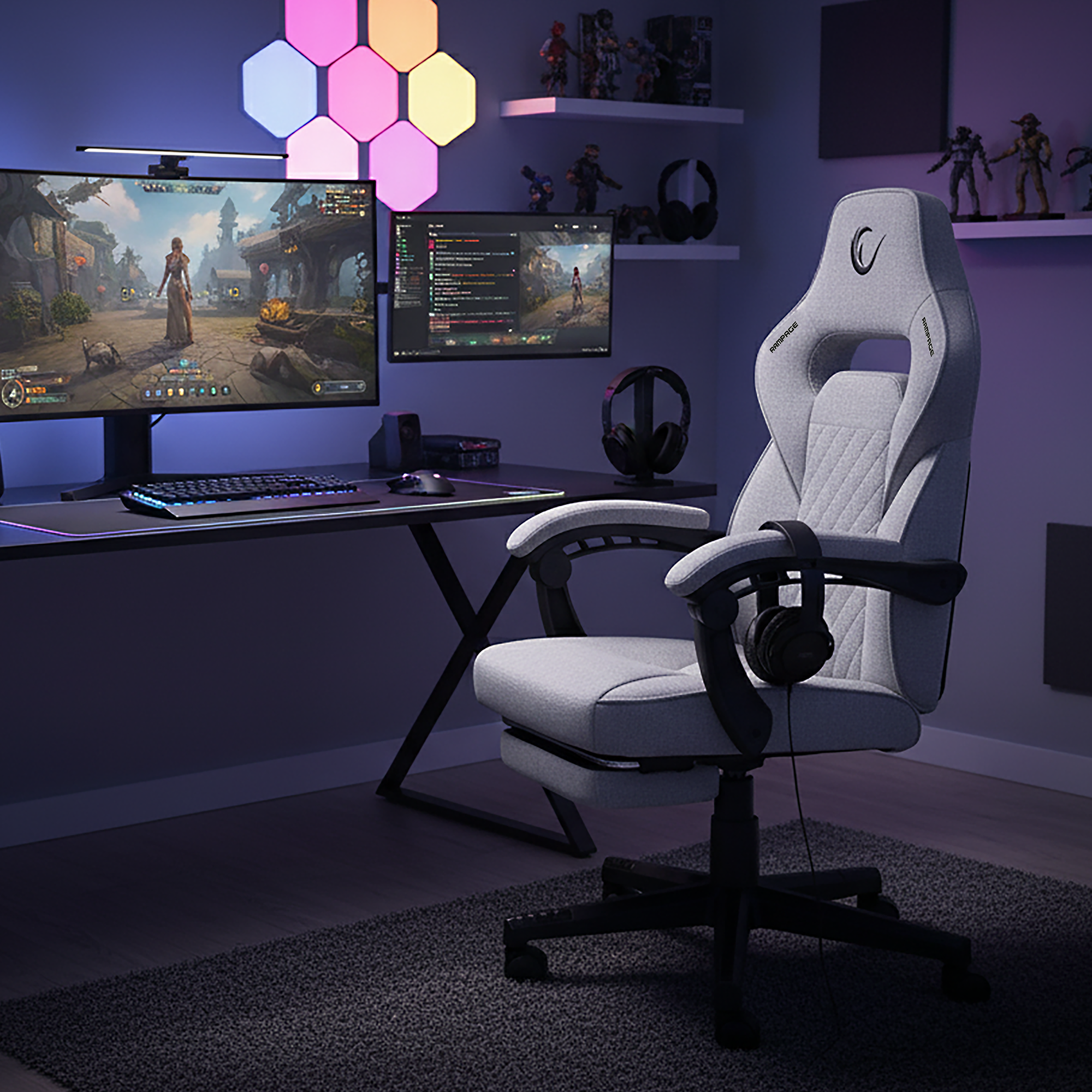 KL-R12 Lumos Terletmez Kumaş Gri Oyuncu Koltuğu