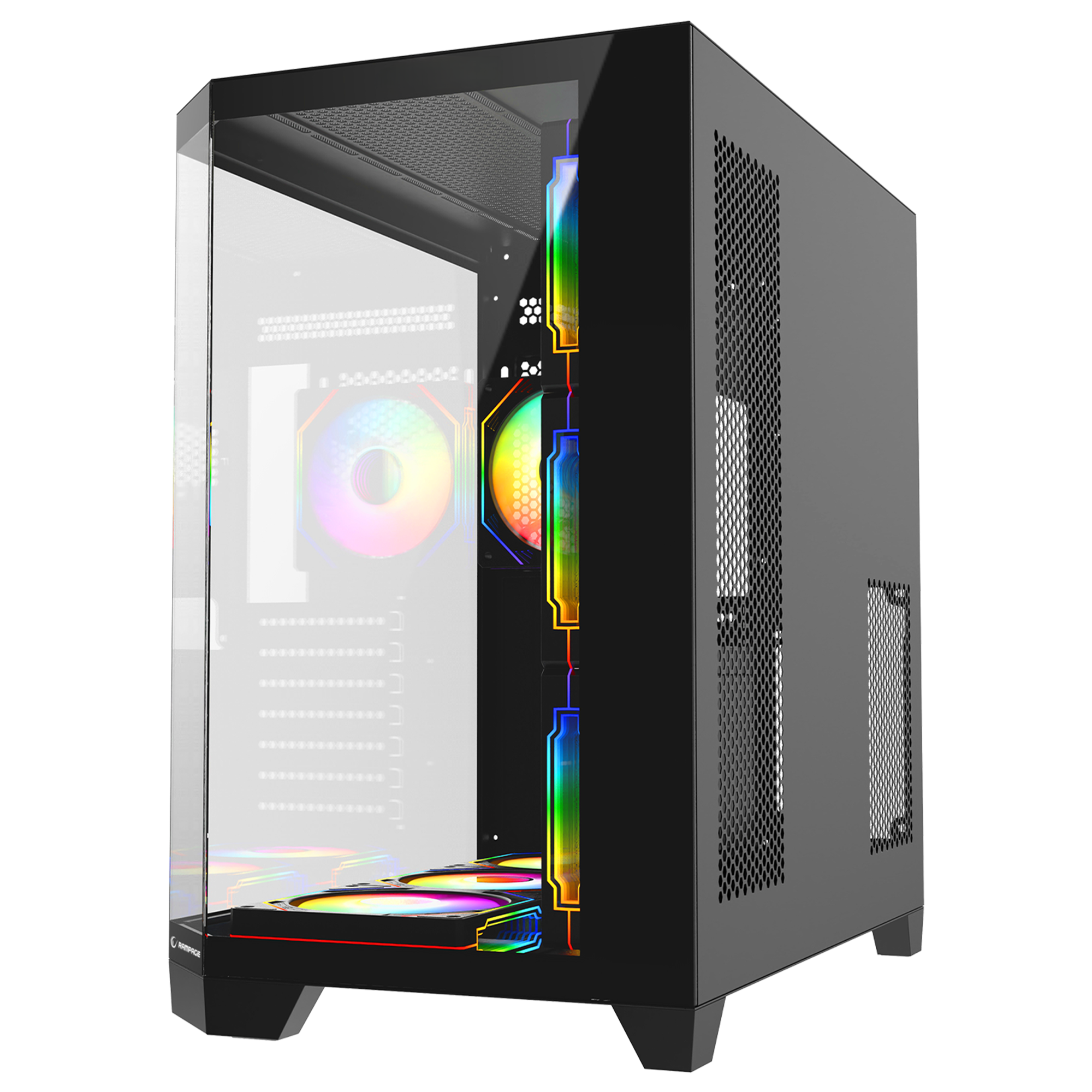 850W 80 Plus Bronze 3 Taraf Temp. Camlı 7x12cm ARGB Fan+Kumanda Siyah Oyuncu Kasası