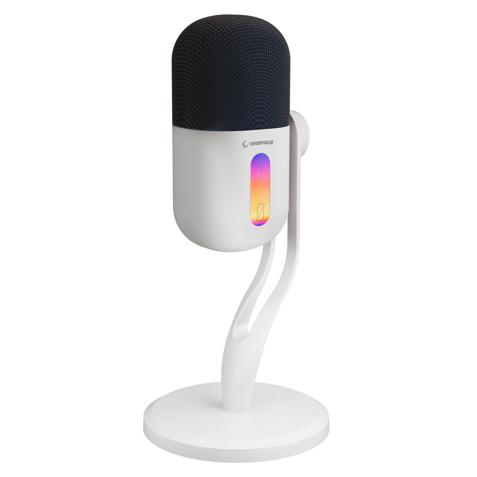 Beyaz RGB Standlı Ses Göstergeli Masaüstü Mikrofon