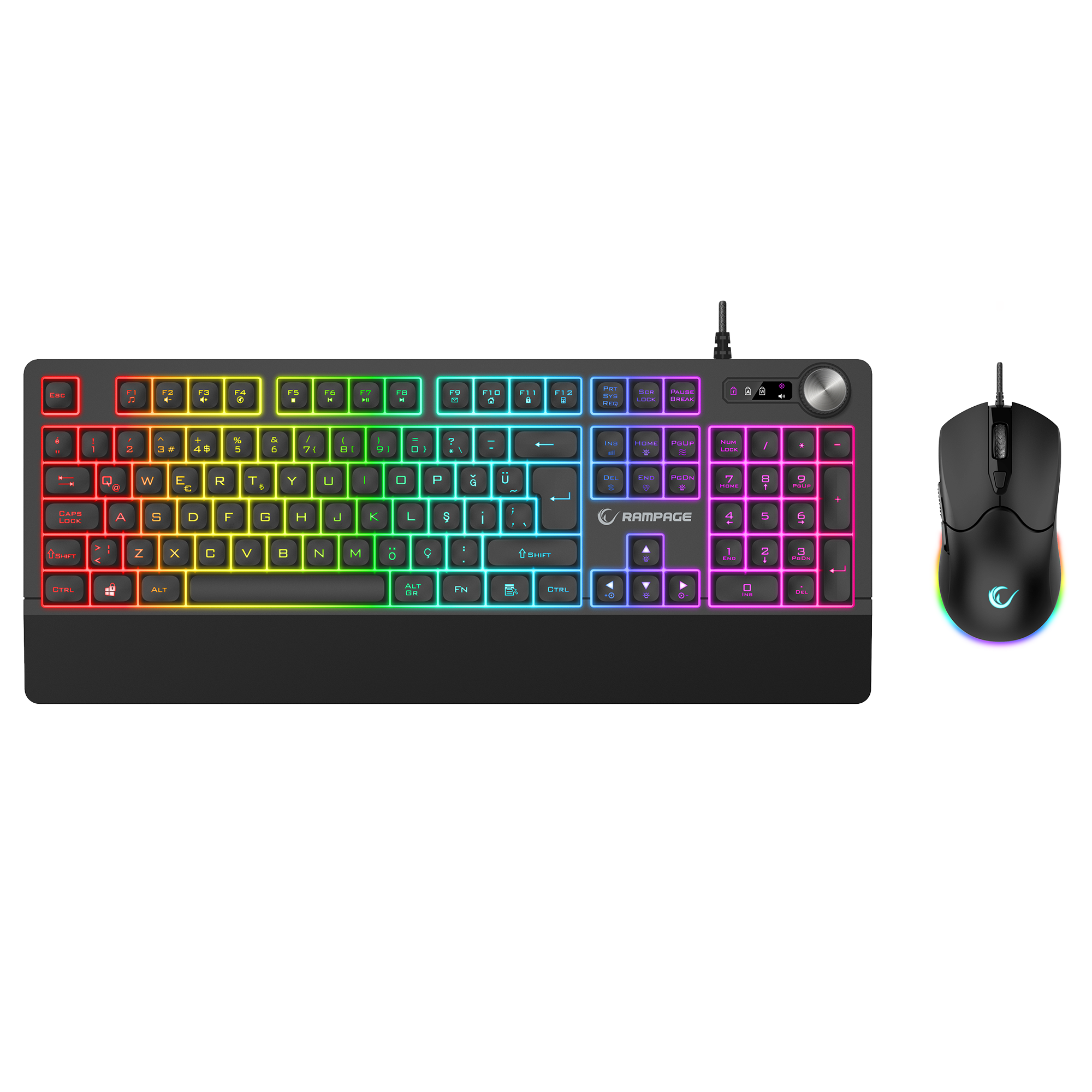 Km-9858 Jazzy V2 Siyah Usb RGB TR Q 12800 Dpi Oyuncu Klavye Mouse Set